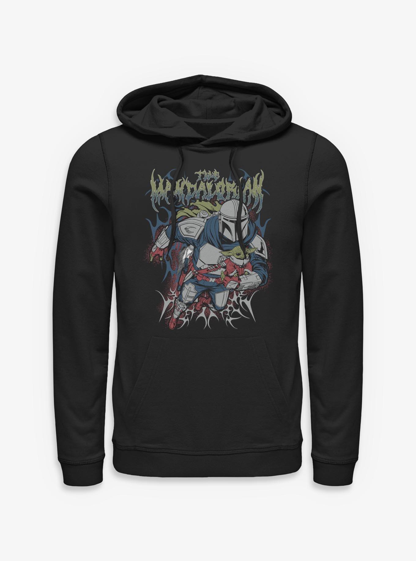 Star Wars: The Mandalorian And Grogu The Mandalorian & Grogu Duo Hunters Metal Font Style Hoodie Box Lunch Exclusive, , hi-res