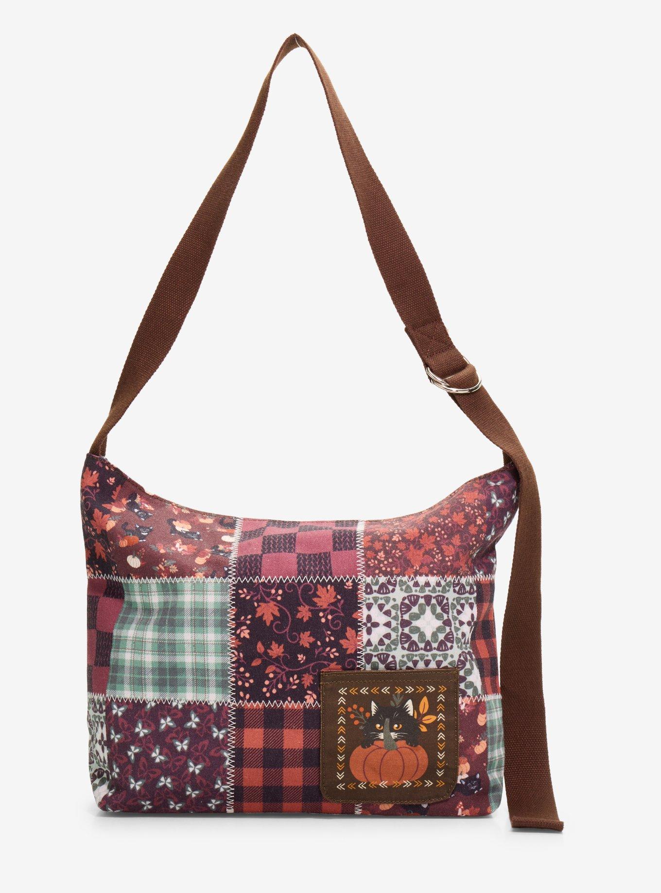 Pumpkin Cat Patchwork Shoulder Bag, , hi-res