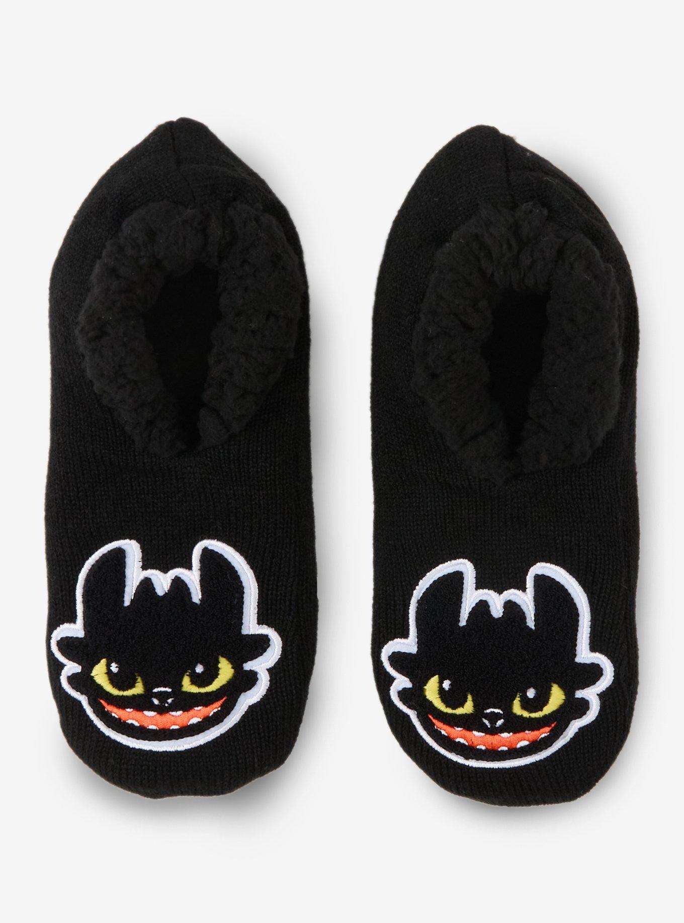 DreamWorks How To Train Your Dragon Toothless Patch Slipper Socks - BoxLunch Exclusive, , hi-res