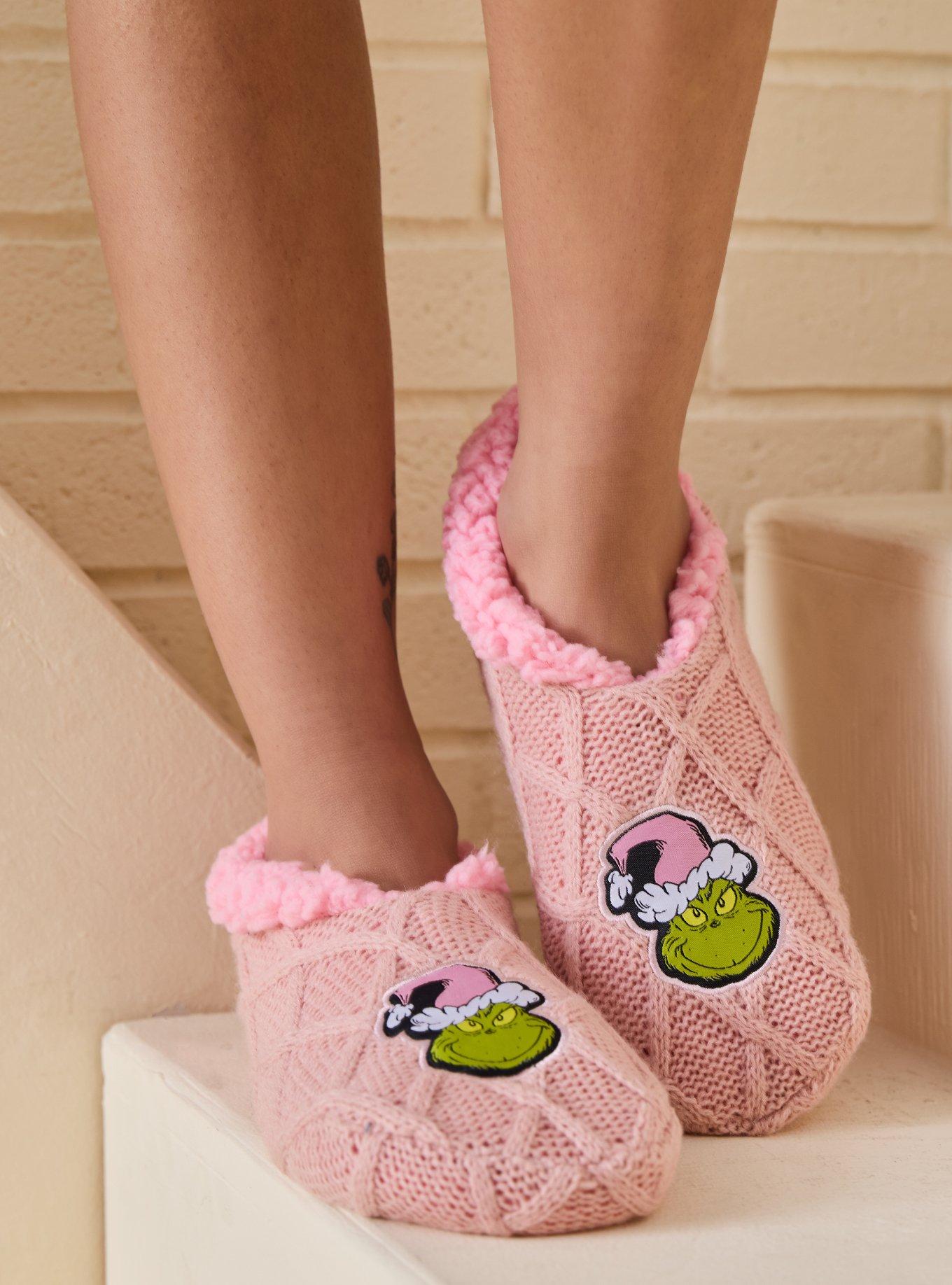 Dr. Seuss How The Grinch Stole Christmas Pink Slipper Socks - BoxLunch Exclusive