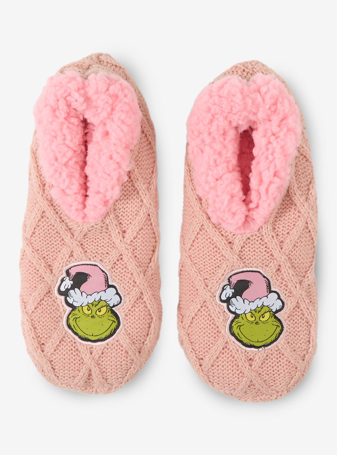 Dr. Seuss How The Grinch Stole Christmas Pink Slipper Socks - BoxLunch Exclusive, , hi-res