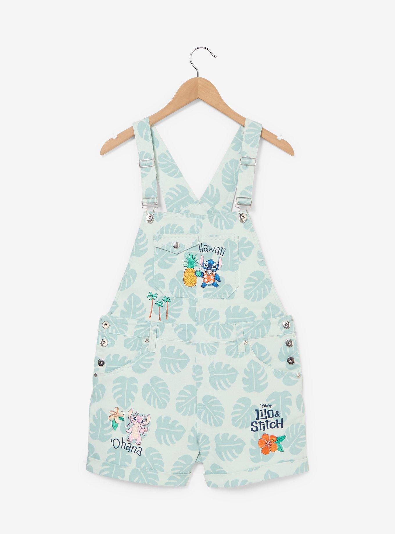 Disney Lilo & Stitch Palm Front Allover Print Women's Short Overalls - BoxLunch Exclusive