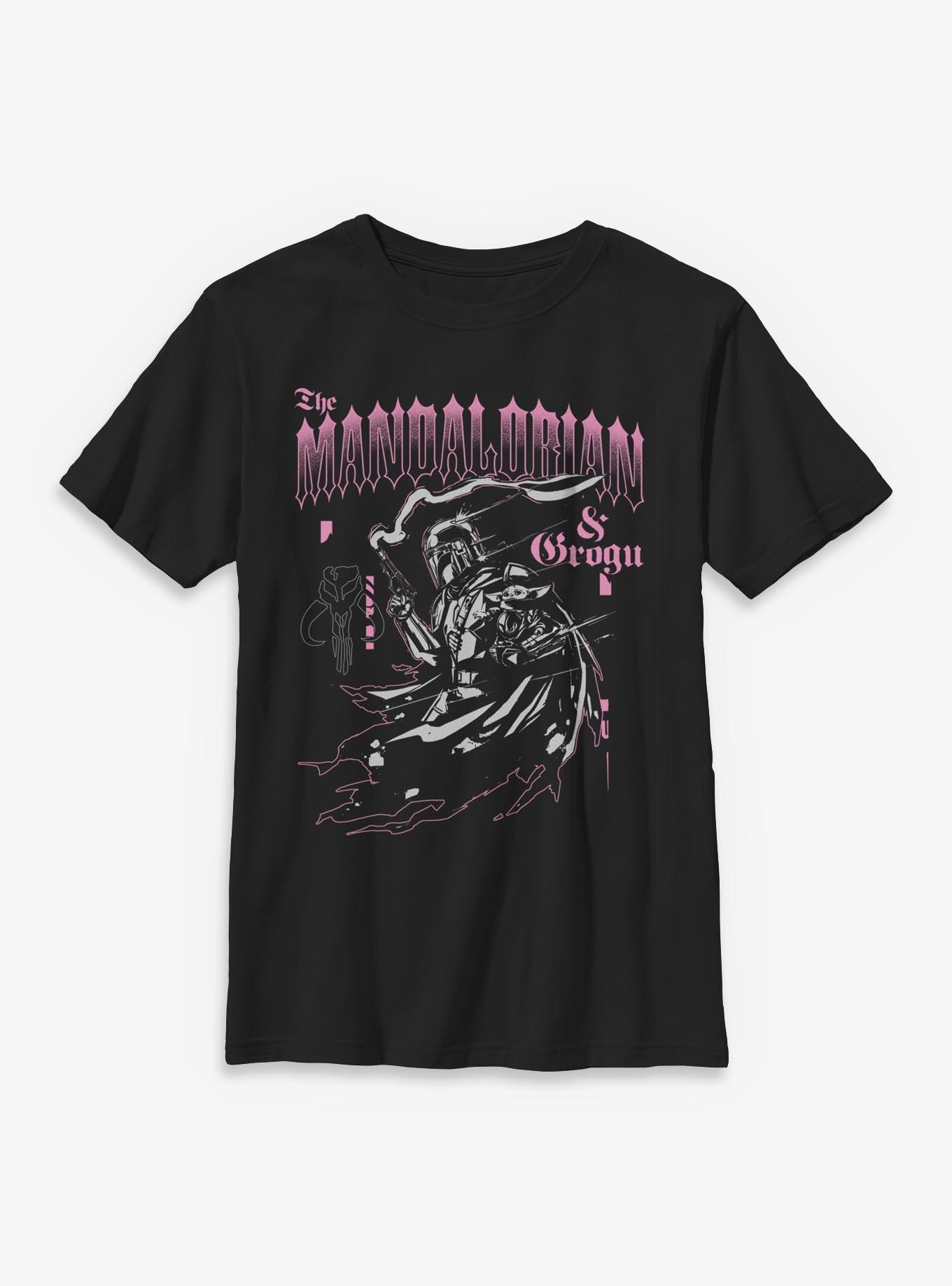 Star Wars: The Mandalorian And Grogu The Mandalorian & Grogu Goth Font Style Youth T-Shirt Box Lunch Exclusive, , hi-res