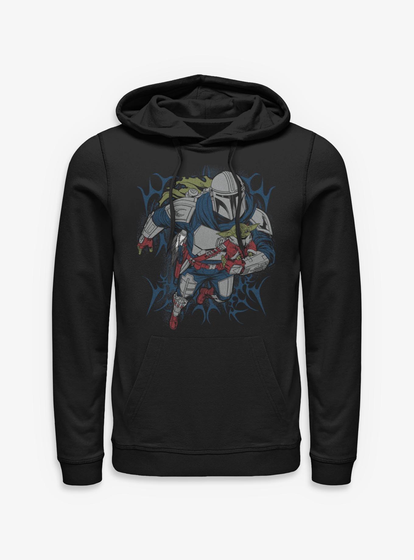 Star Wars: The Mandalorian And Grogu The Mandalorian & Grogu Advancing Metal Style Hoodie Her Universe Exclusive, , hi-res
