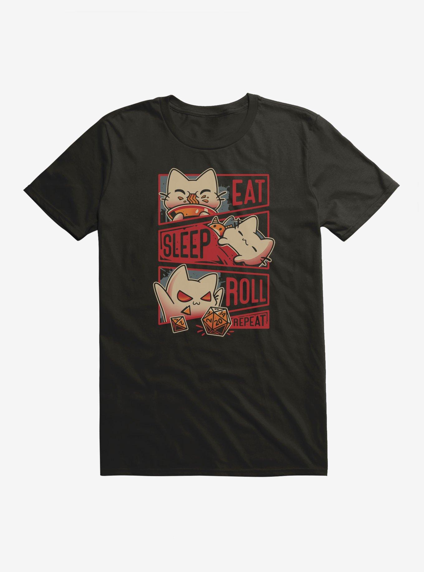 Cat Eat Sleep Roll Repeat Routine T-Shirt, , hi-res