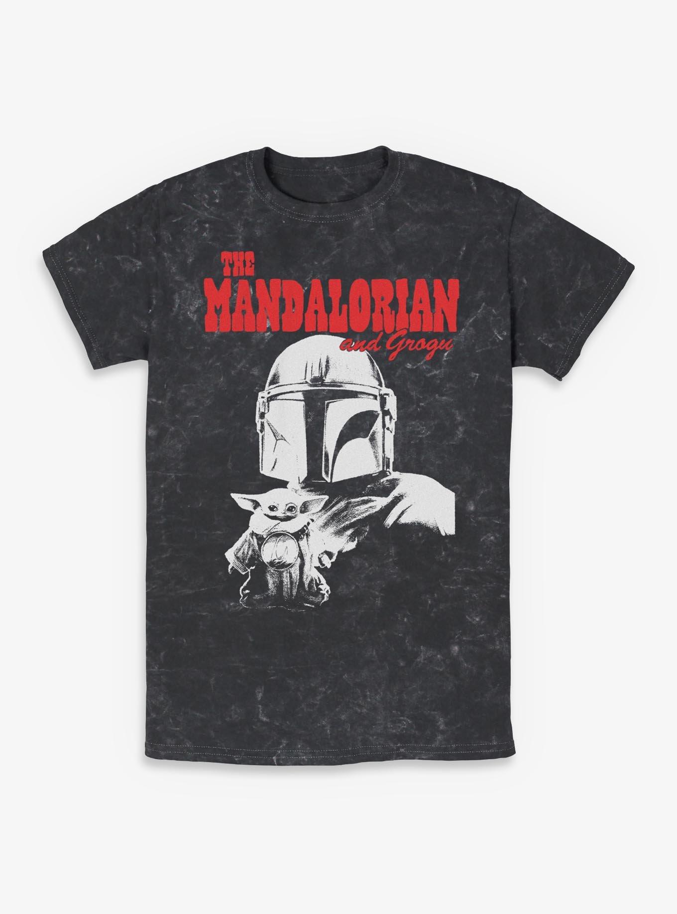 Star Wars The Mandalorian & Grogu Duo Mineral Wash T-Shirt Hot Topic Exclusive, , hi-res