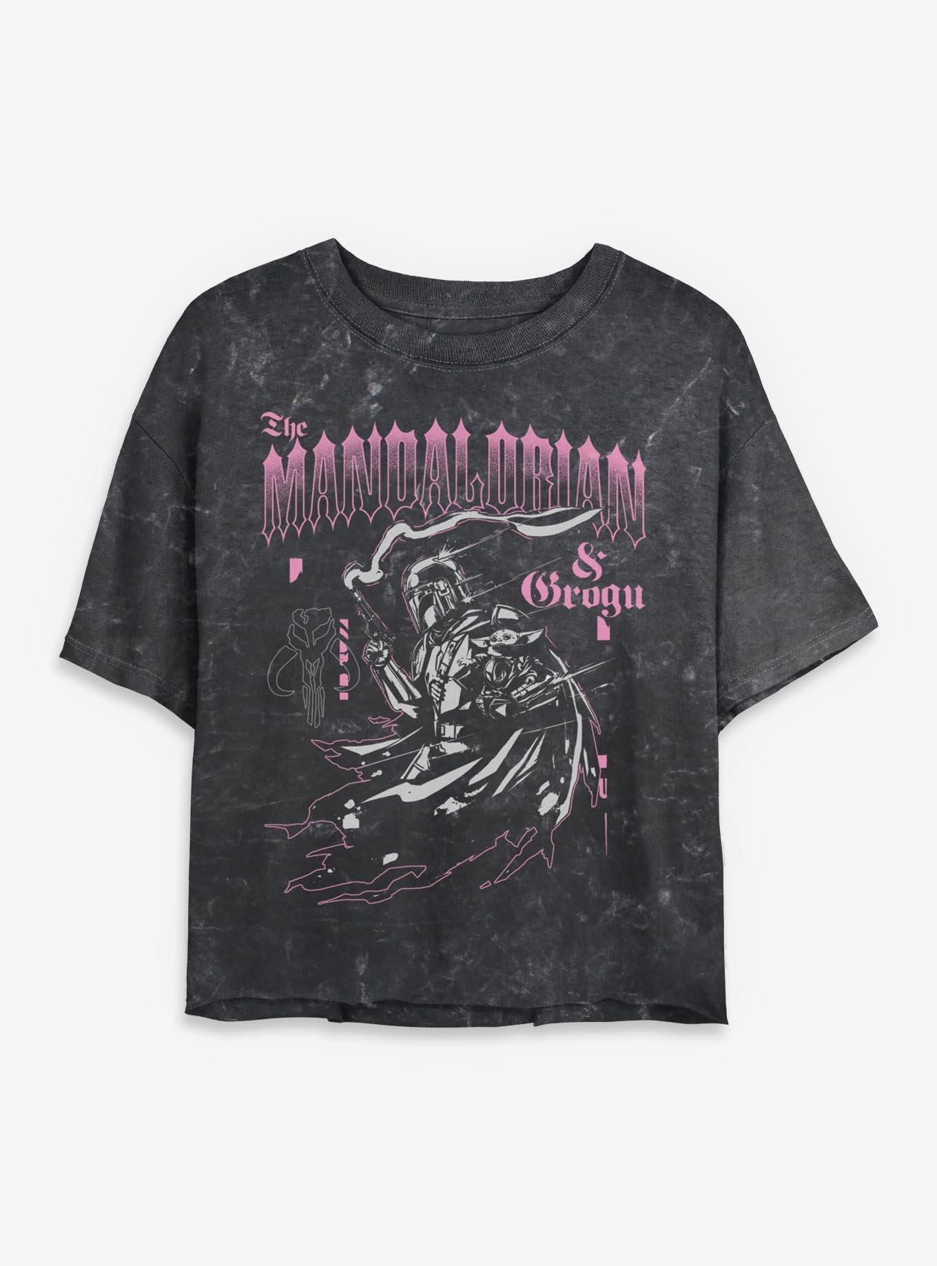 Star Wars The Mandalorian & Grogu Bounty Hunters Girls Mineral Wash Crop T-Shirt Hot Topic Exclusive, , hi-res