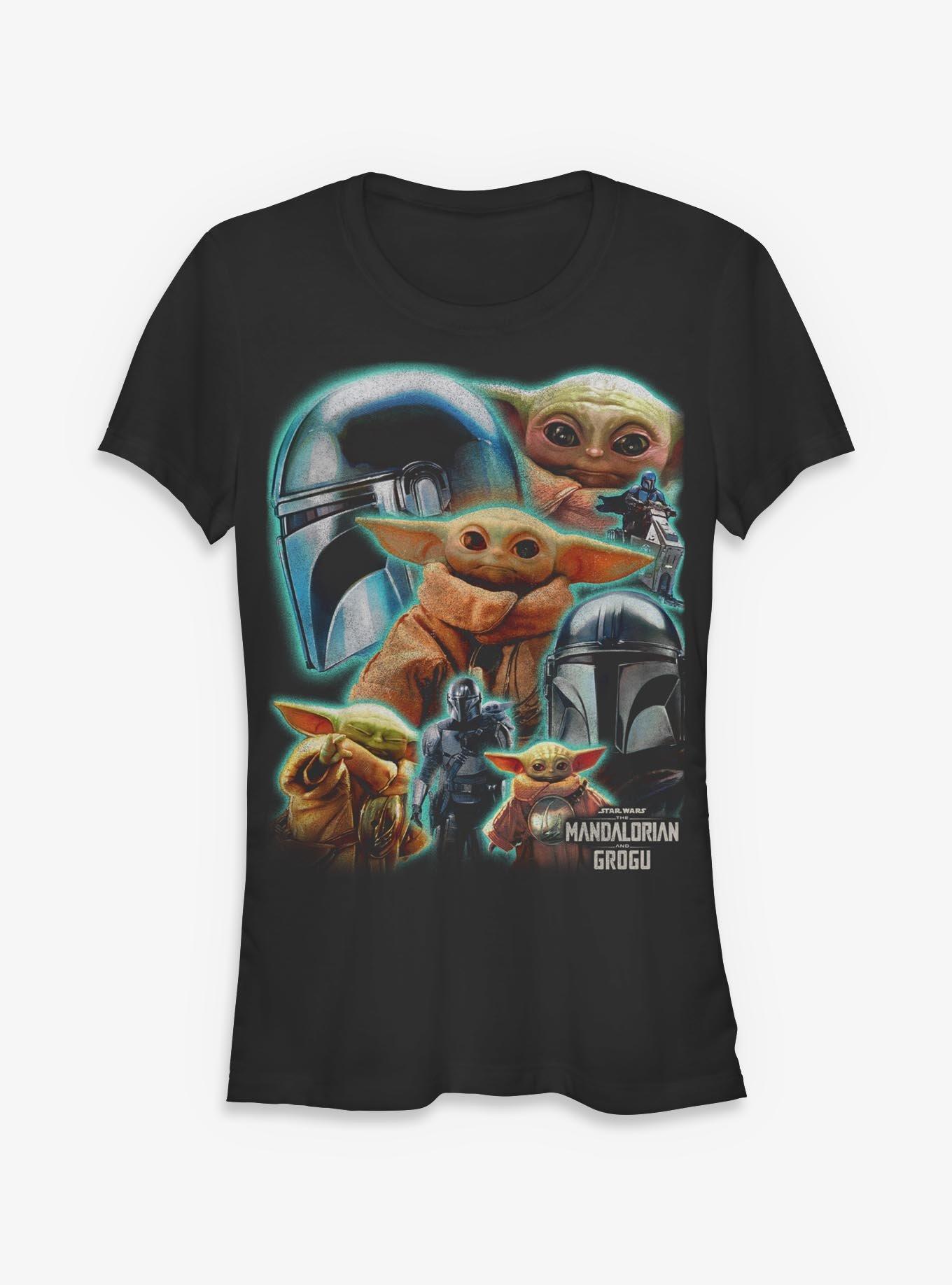 Star Wars The Mandalorian & Grogu Cosmic Collage Girls T-Shirt Hot Topic Exclusive, , hi-res