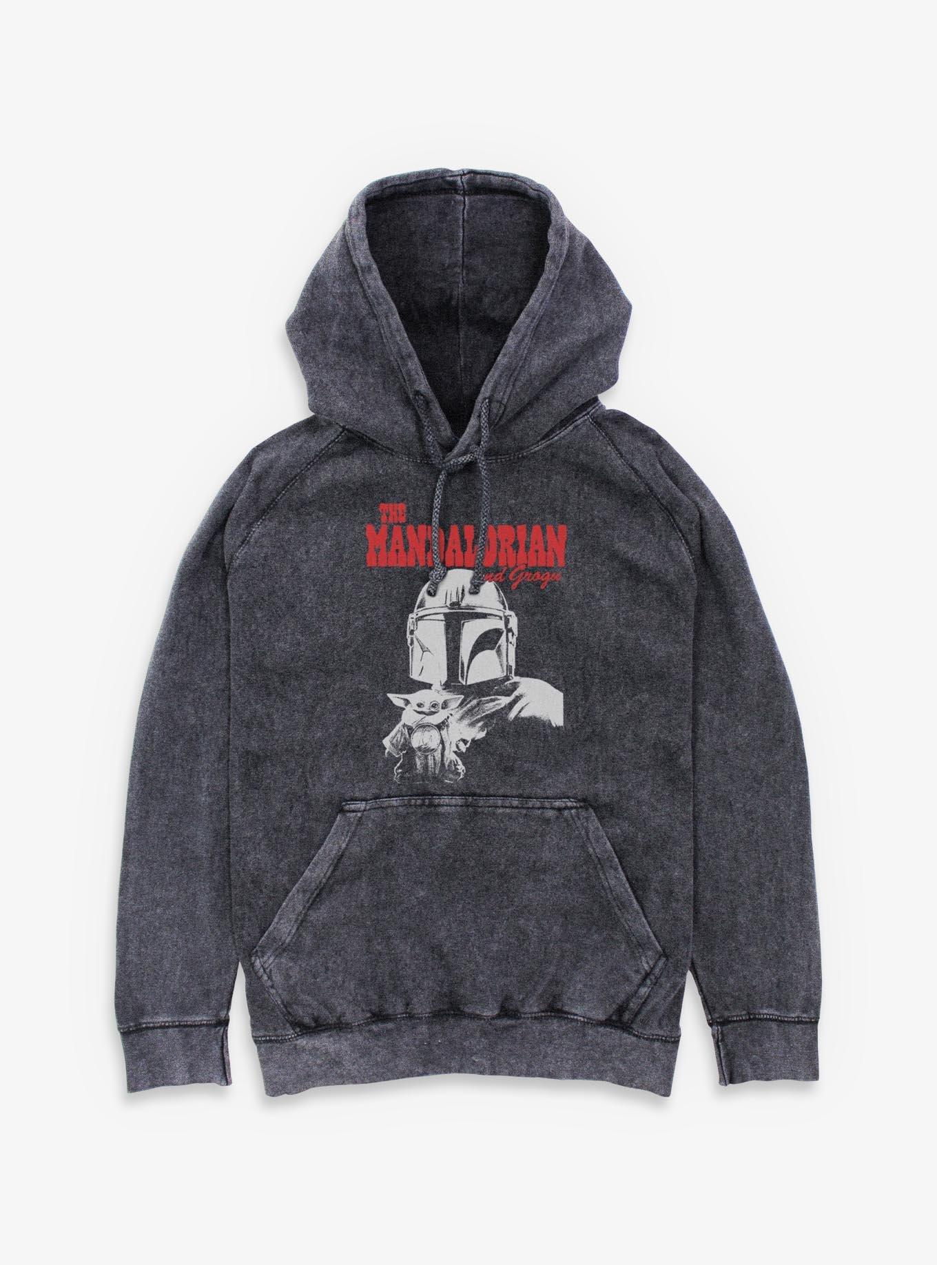 Star Wars The Mandalorian & Grogu Duo Mineral Wash Hoodie Hot Topic Exclusive, , hi-res