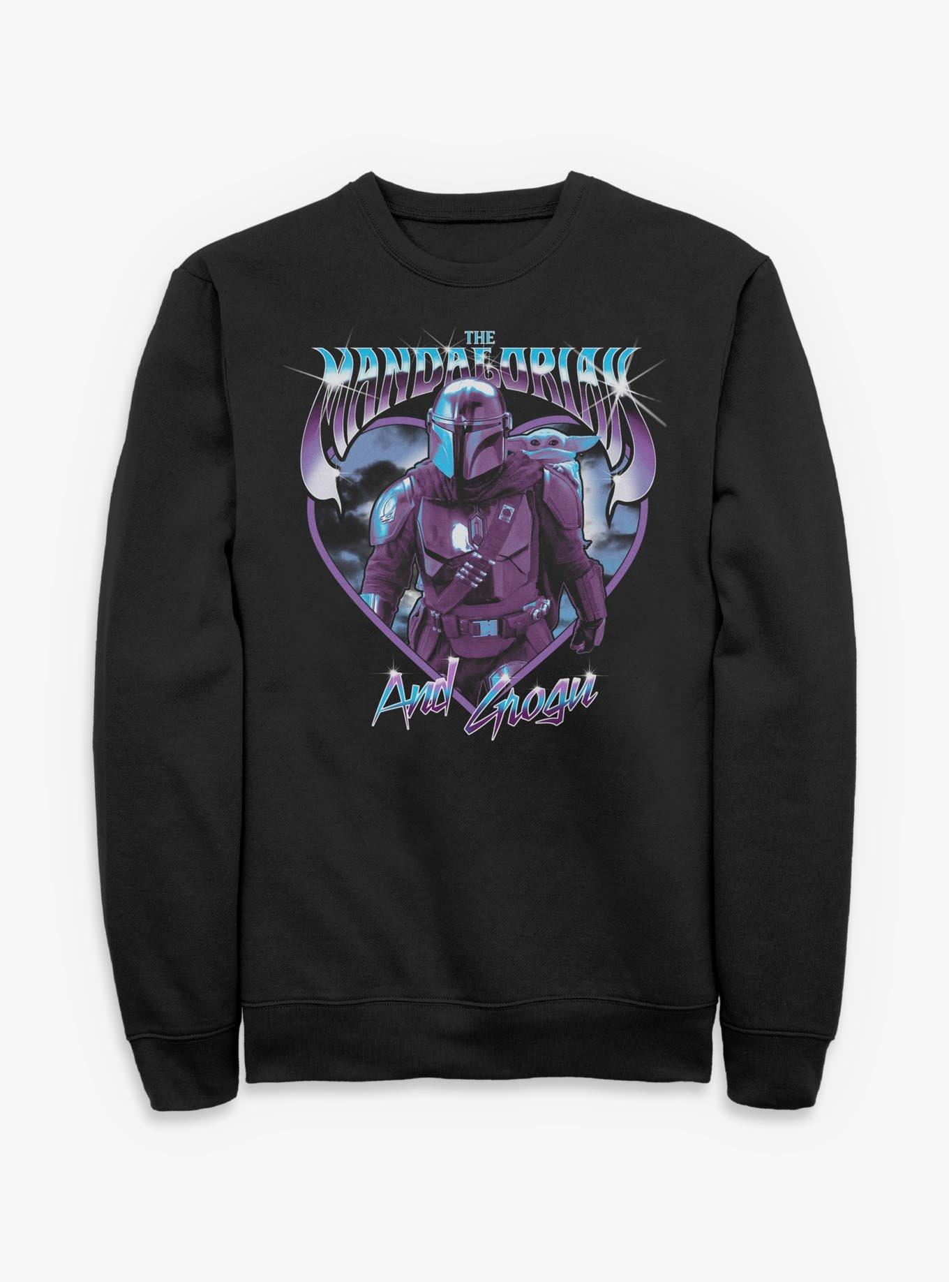 Star Wars The Mandalorian & Grogu Chrome Sweatshirt Hot Topic Exclusive, , hi-res