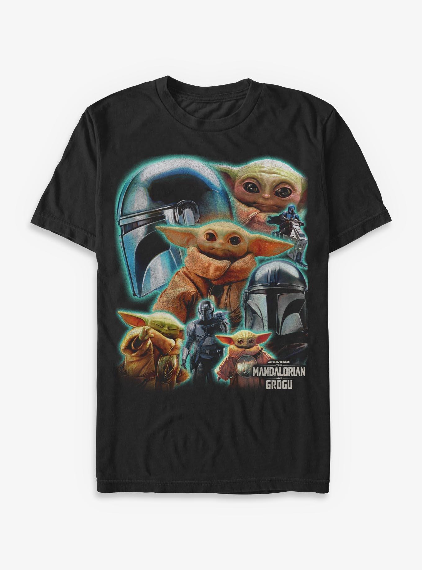 Star Wars The Mandalorian & Grogu Cosmic Collage T-Shirt Hot Topic Exclusive, , hi-res