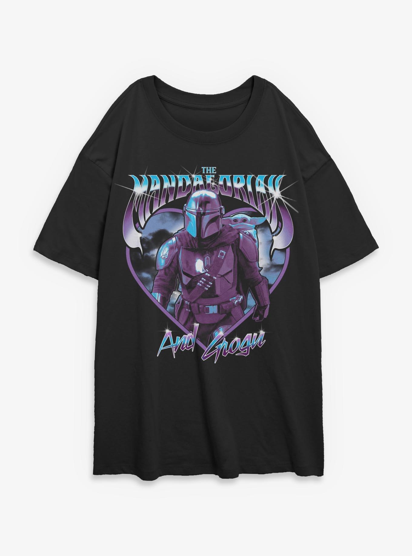 Star Wars The Mandalorian & Grogu Chrome Girls Oversized T-Shirt Hot Topic Exclusive, , hi-res