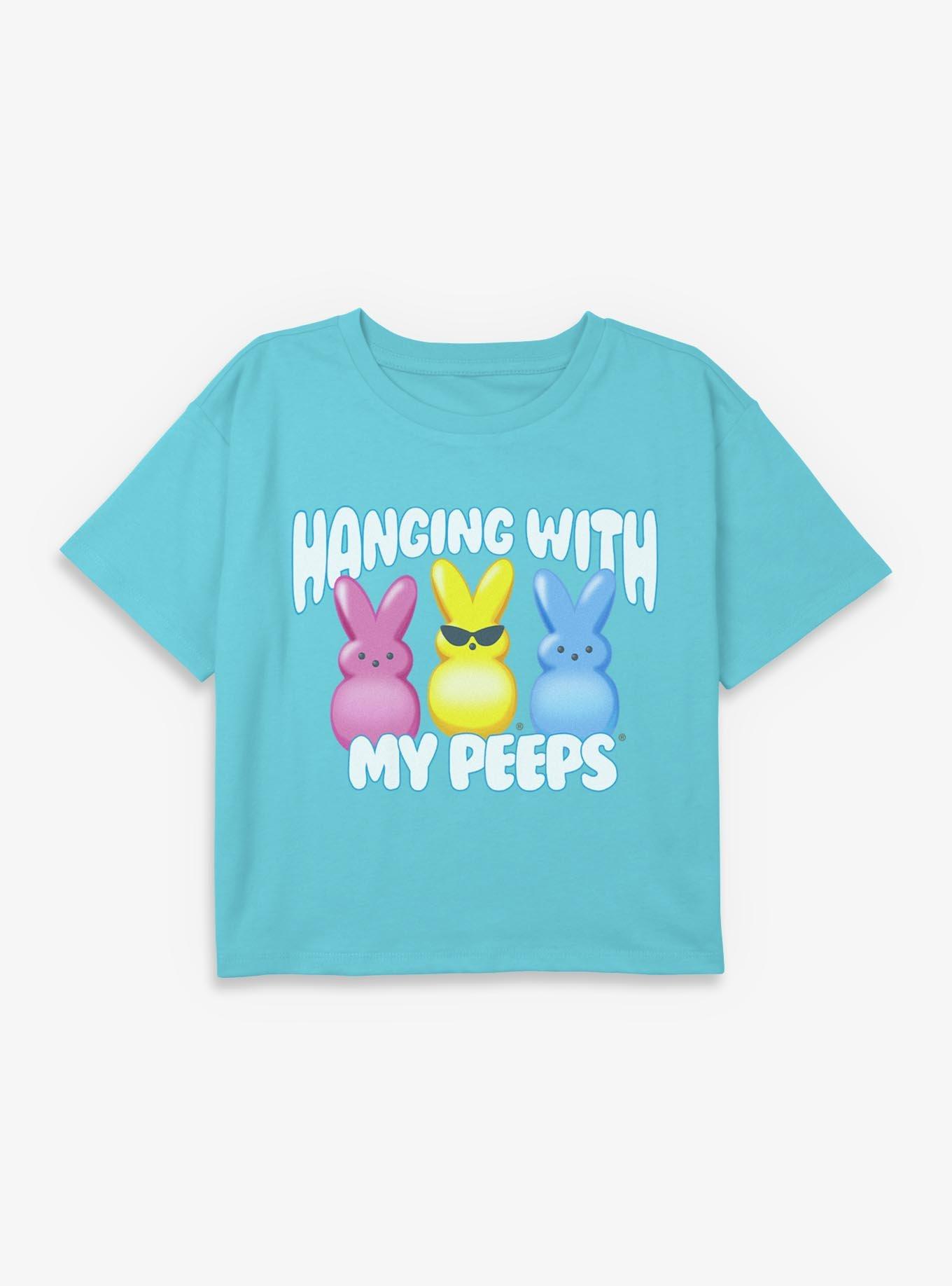 Peeps Hanging With My Peeps Youth Girls Boxy Crop T-Shirt, , hi-res