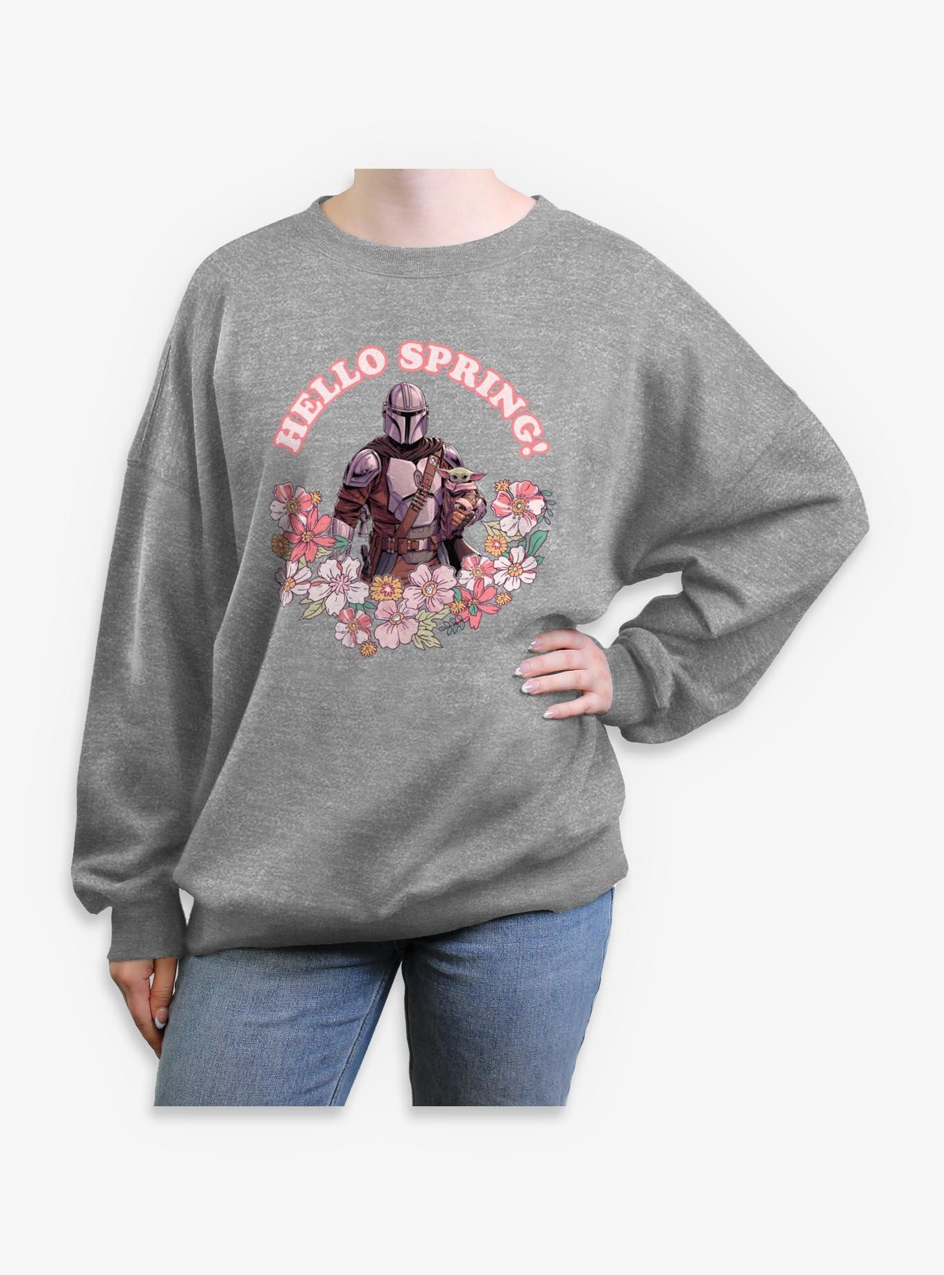 Star Wars The Mandalorian Hello Spring Mandalorian & Grogu Womens Oversized Sweatshirt, , hi-res