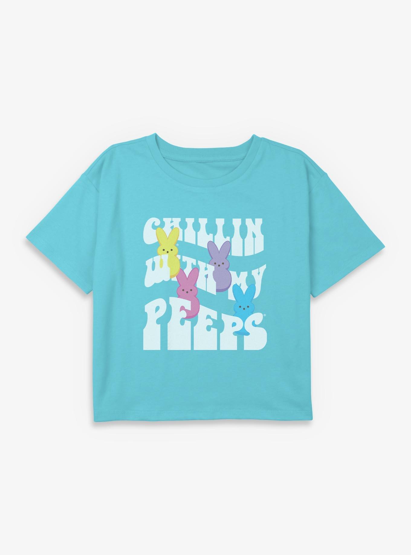 Peeps Chillin With My Peeps Youth Girls Boxy Crop T-Shirt, , hi-res