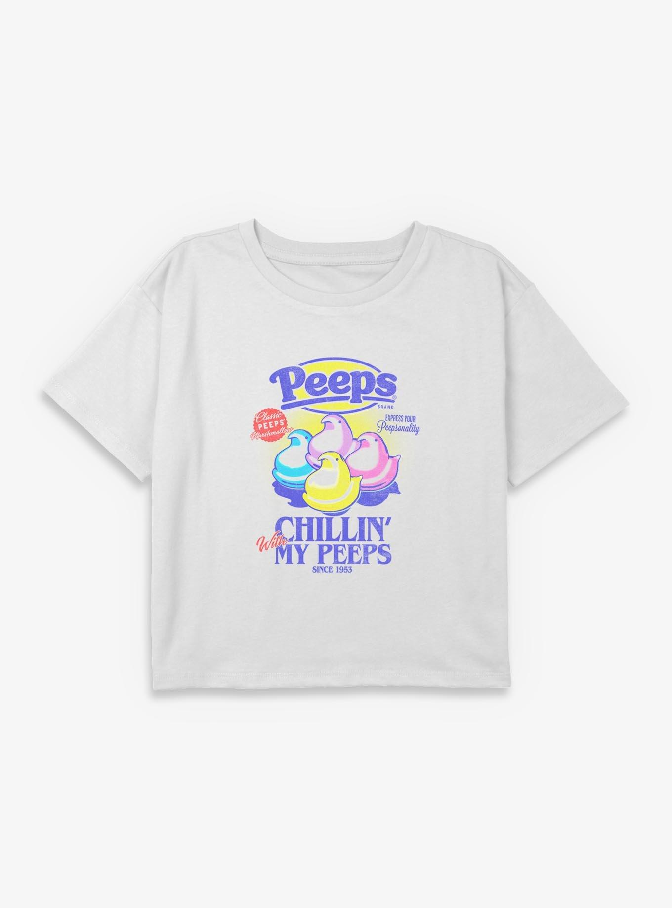 Peeps Chillin With My Peeps Youth Girls Boxy Crop T-Shirt, , hi-res