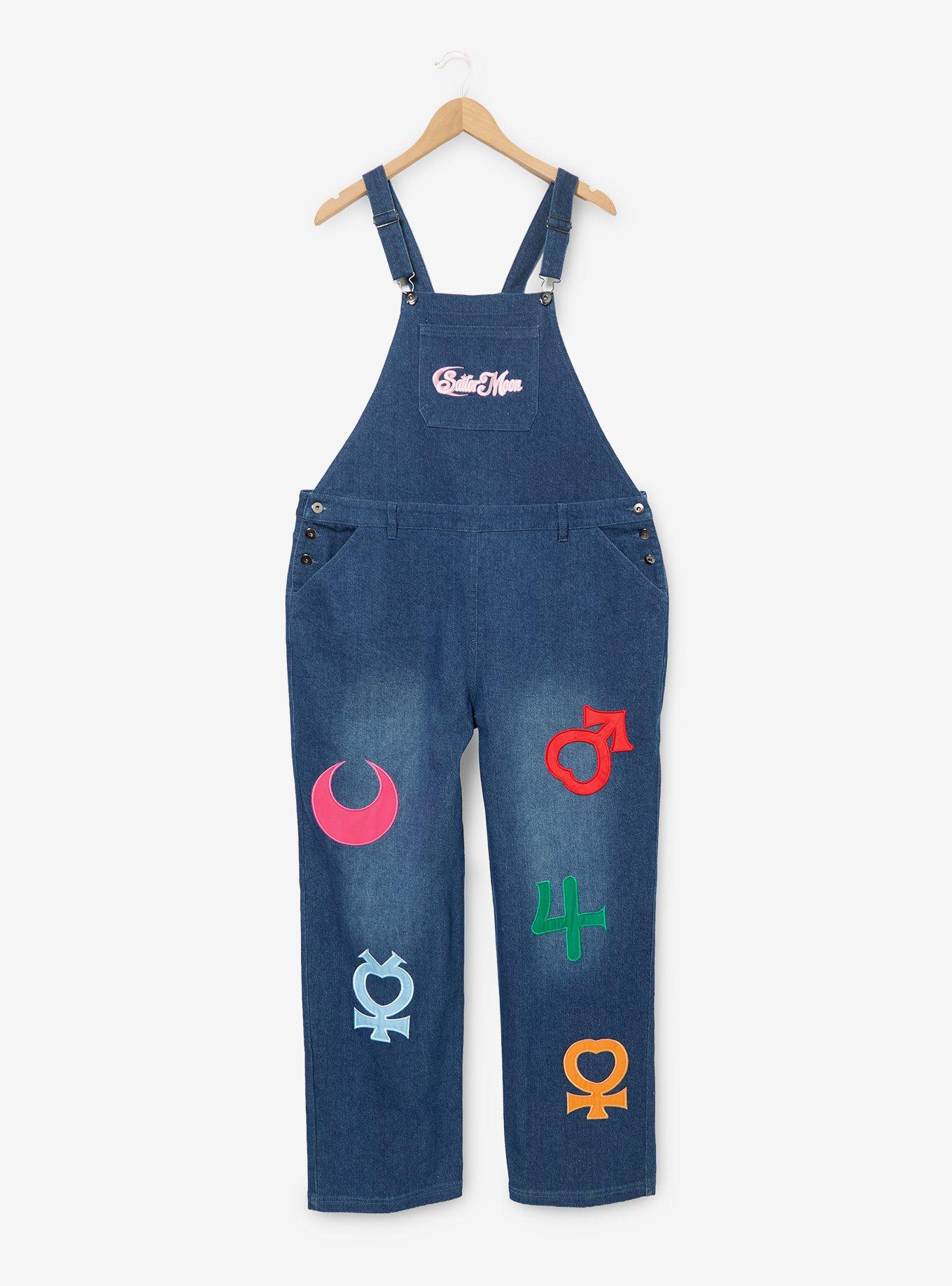 Pretty Guardian Sailor Moon Sailor Guardians Symbols Women's Overalls - BoxLunch Exclusive, DENIM, hi-res view 1