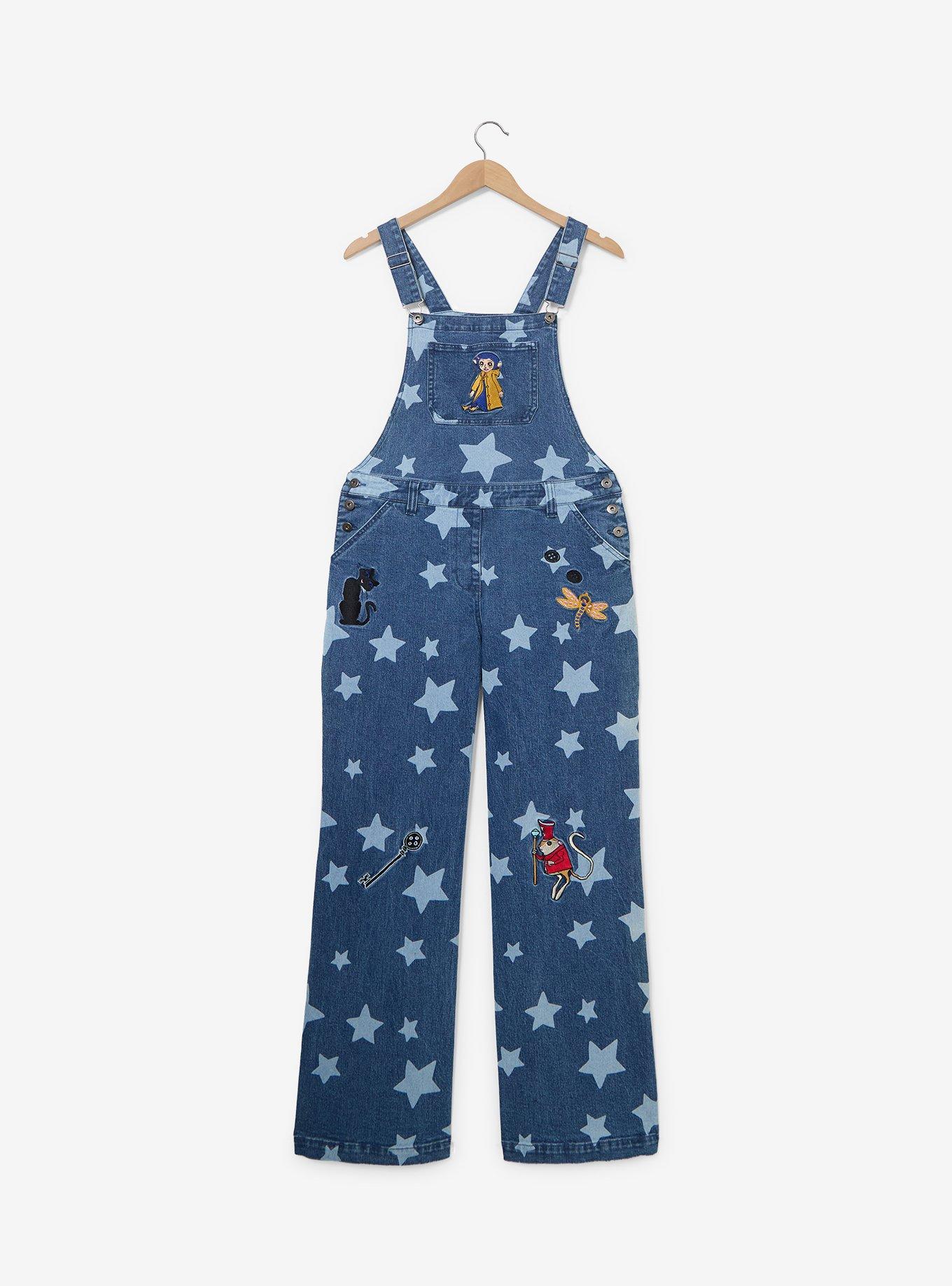 Coraline Stars Women's Plus Size Denim Overalls - BoxLunch Exclusive, , hi-res