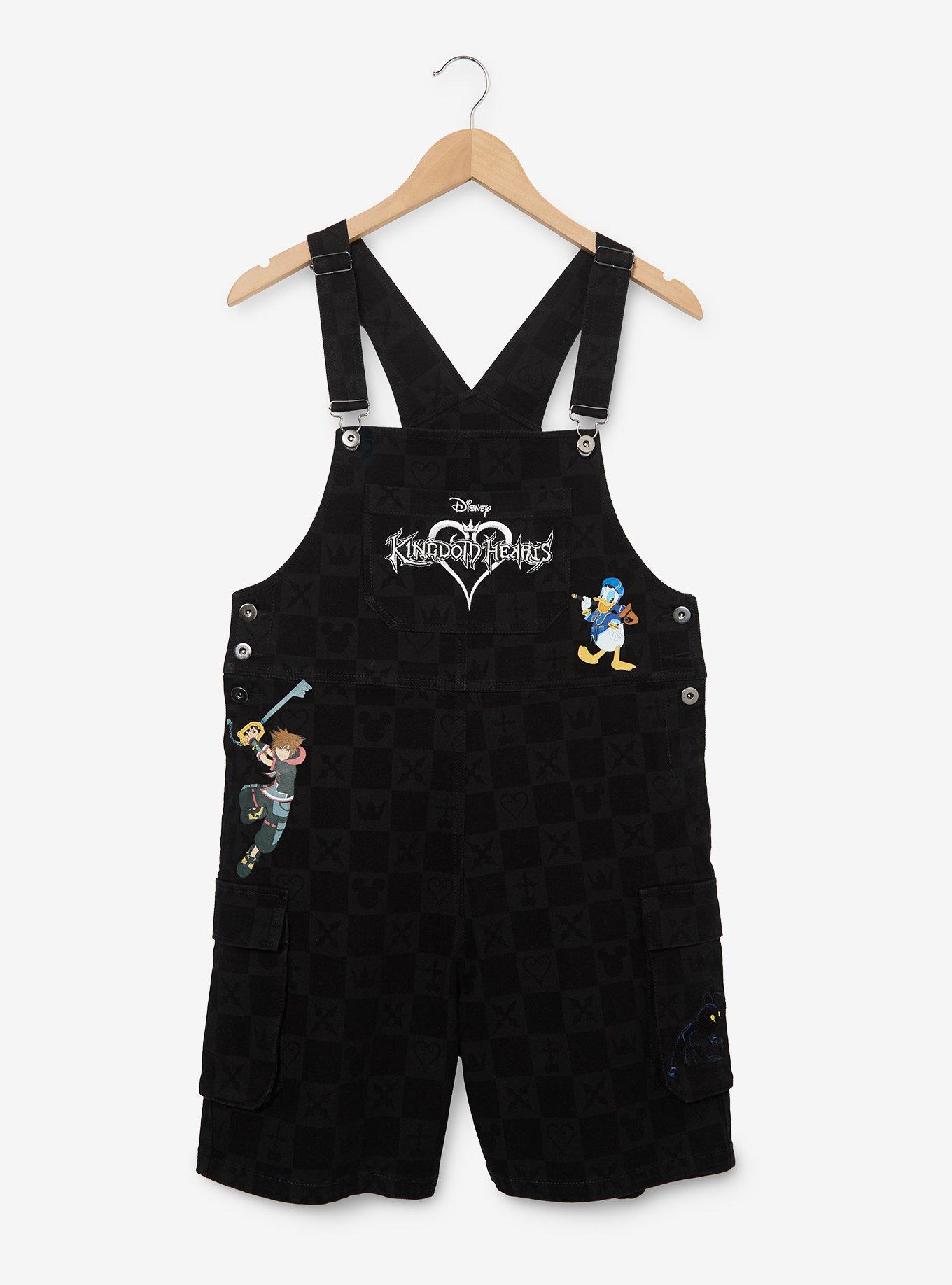 Disney Kingdom Hearts Women's Plus Size Checkered Short Overalls - BoxLunch Exclusive, , hi-res