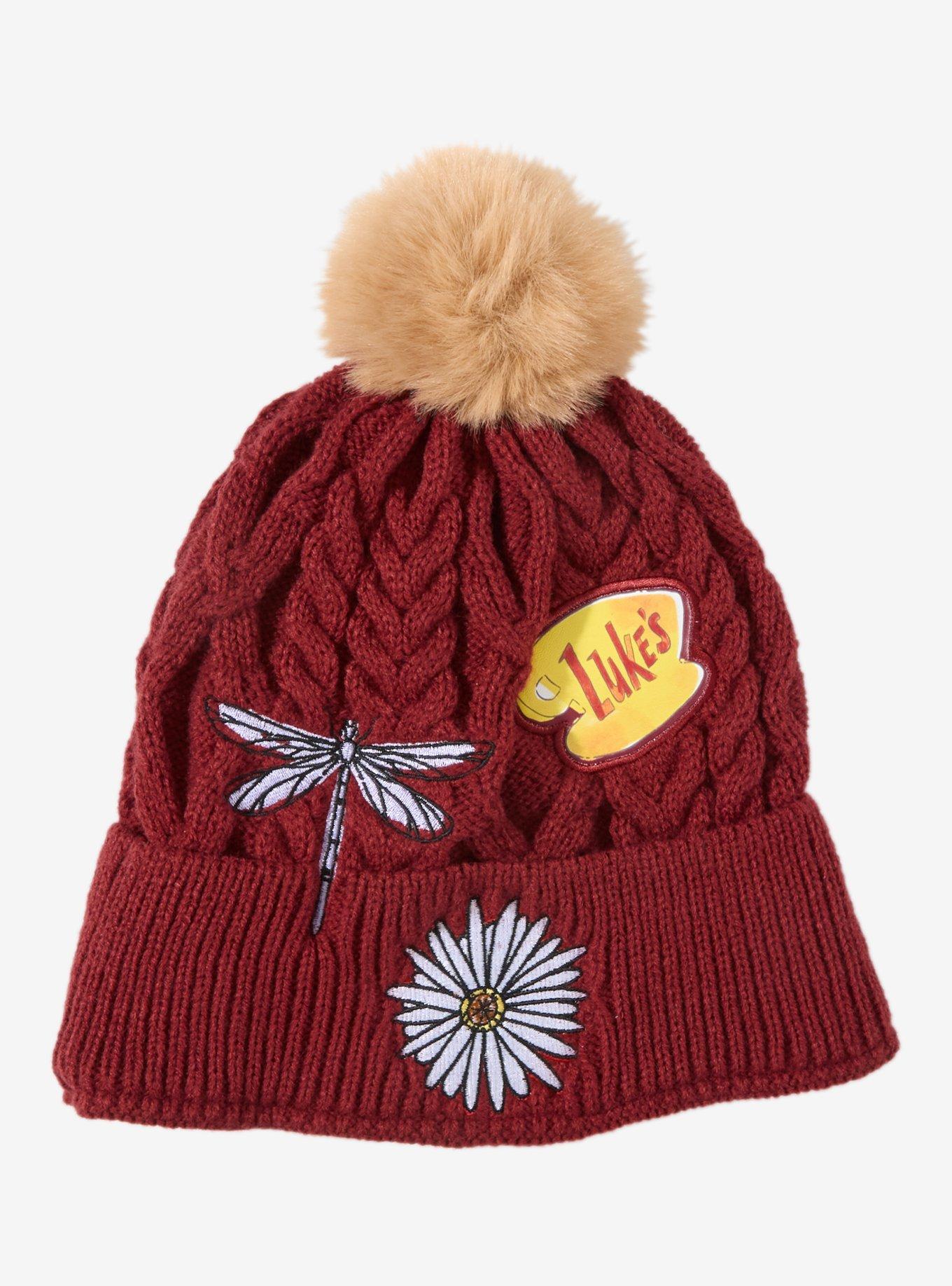 Gilmore Girls Embroidered Icons Knit Pom Pom Beanie - BoxLunch Exclusive, , hi-res