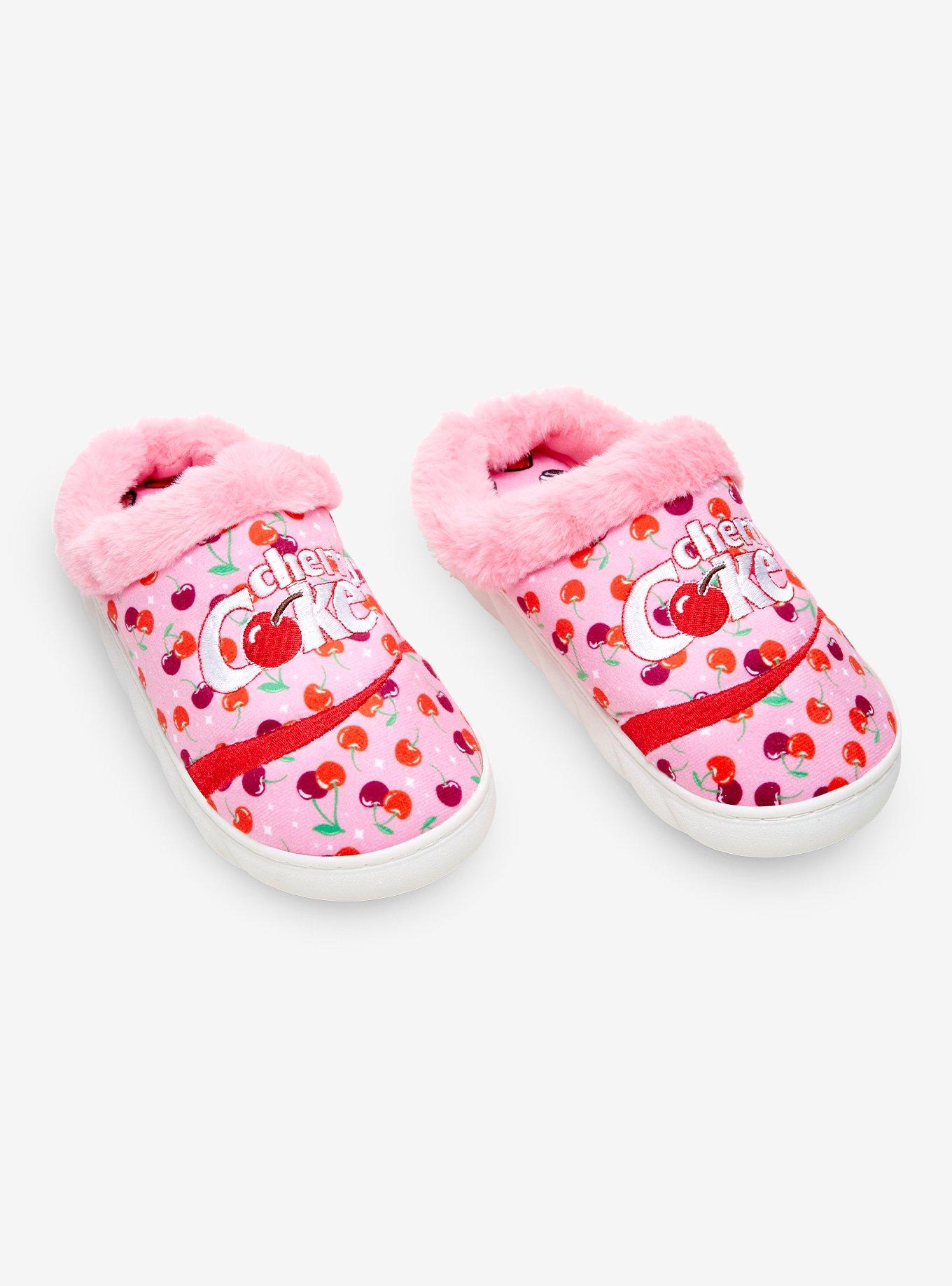 Cherry Coke Pink Fur Trim Clogs