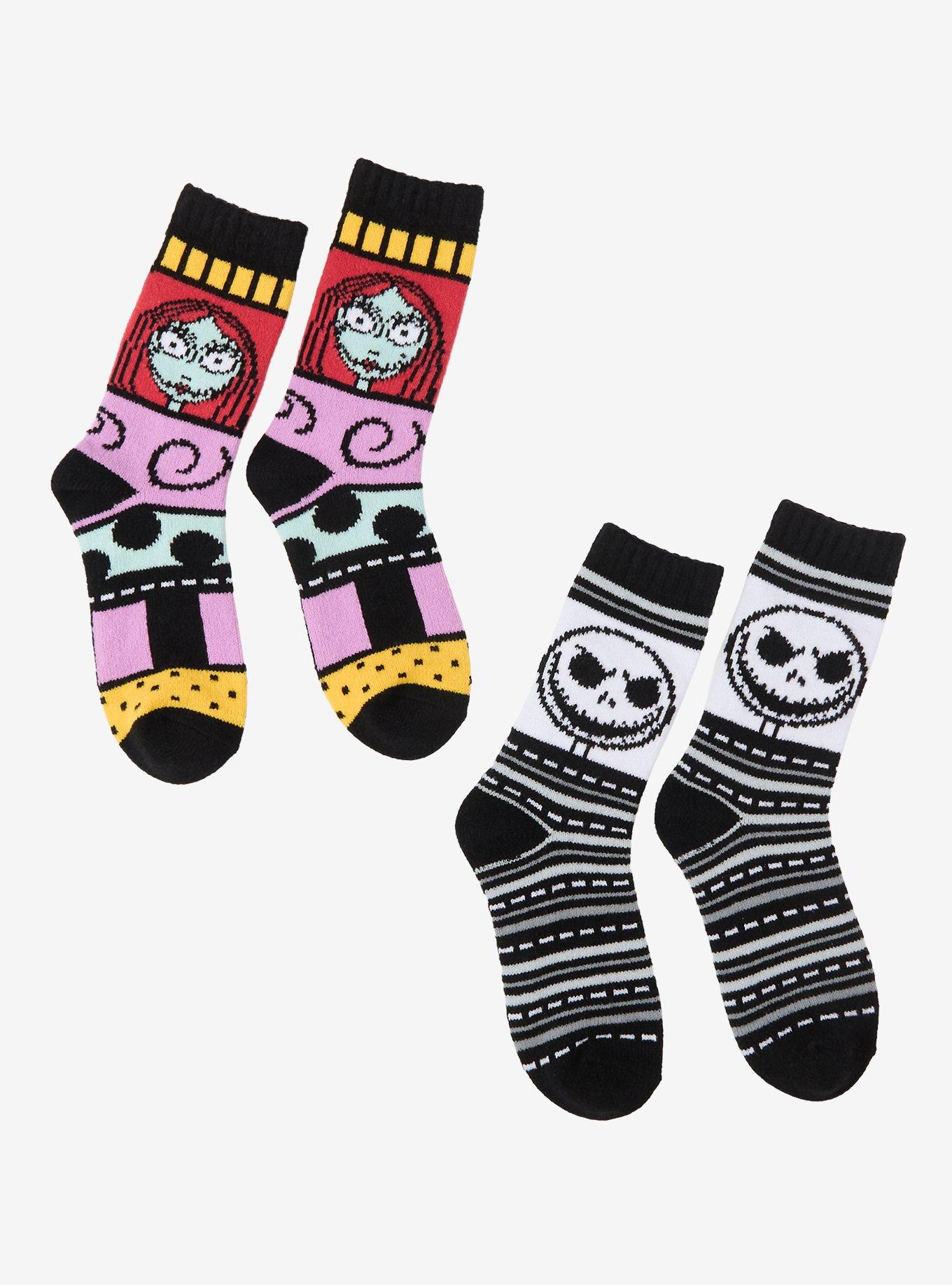 The Nightmare Before Christmas Jack & Sally Pattern Cozy Socks 2 Pair