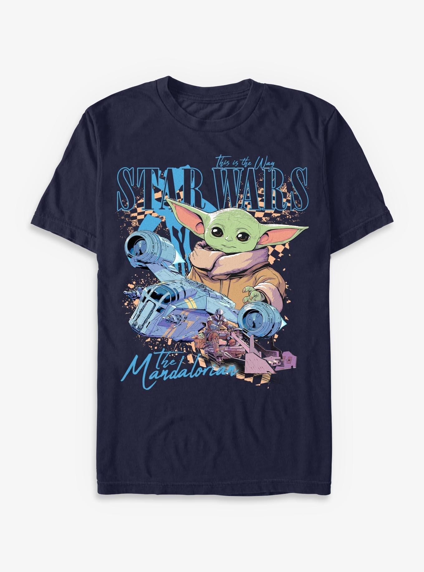 Star Wars The Mandalorian Grogu Checkered Ships T-Shirt Hot Topic Exclusive, , hi-res