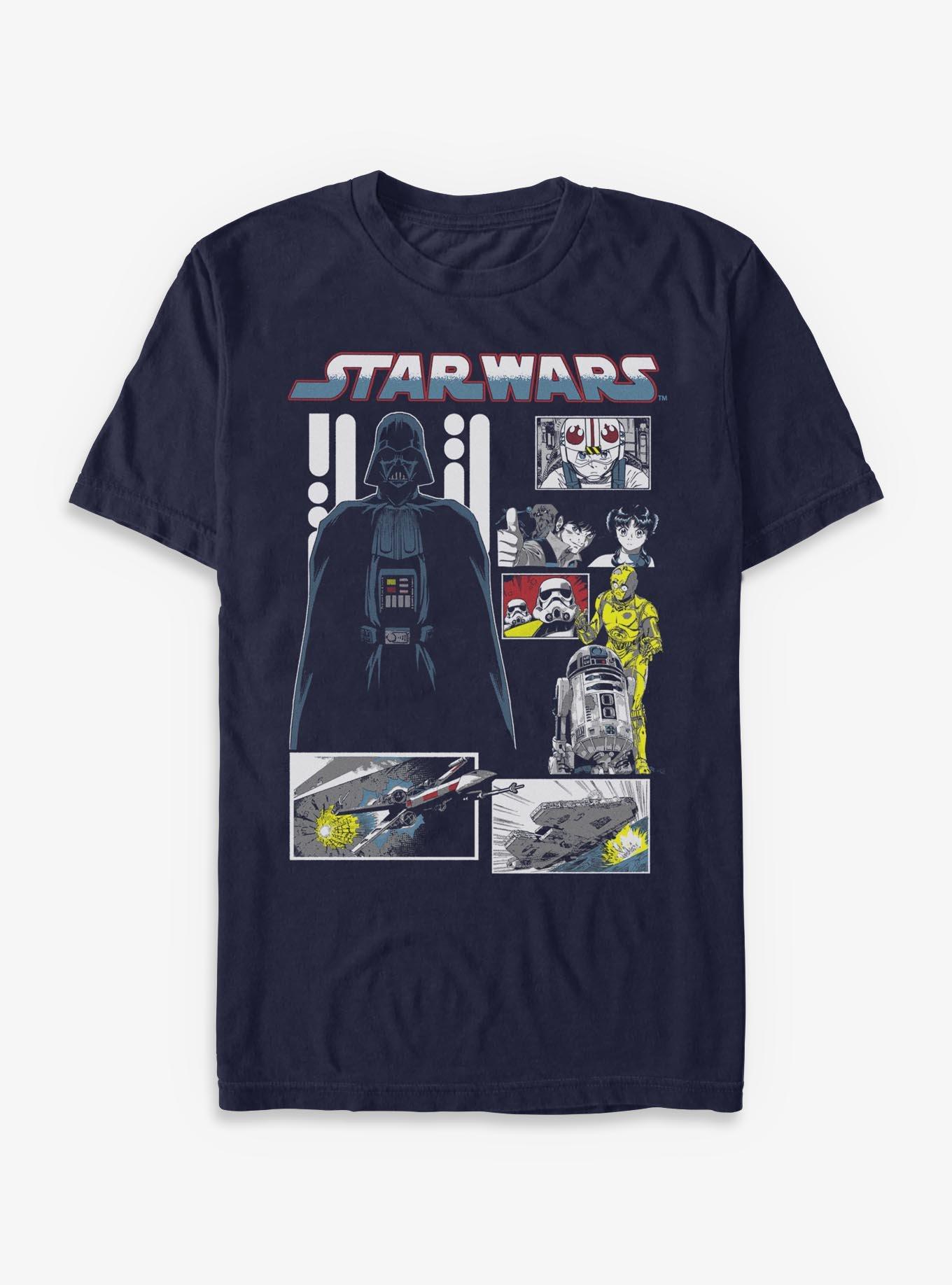 Star Wars Manga Death Star Montage T-Shirt Hot Topic Exclusive, , hi-res