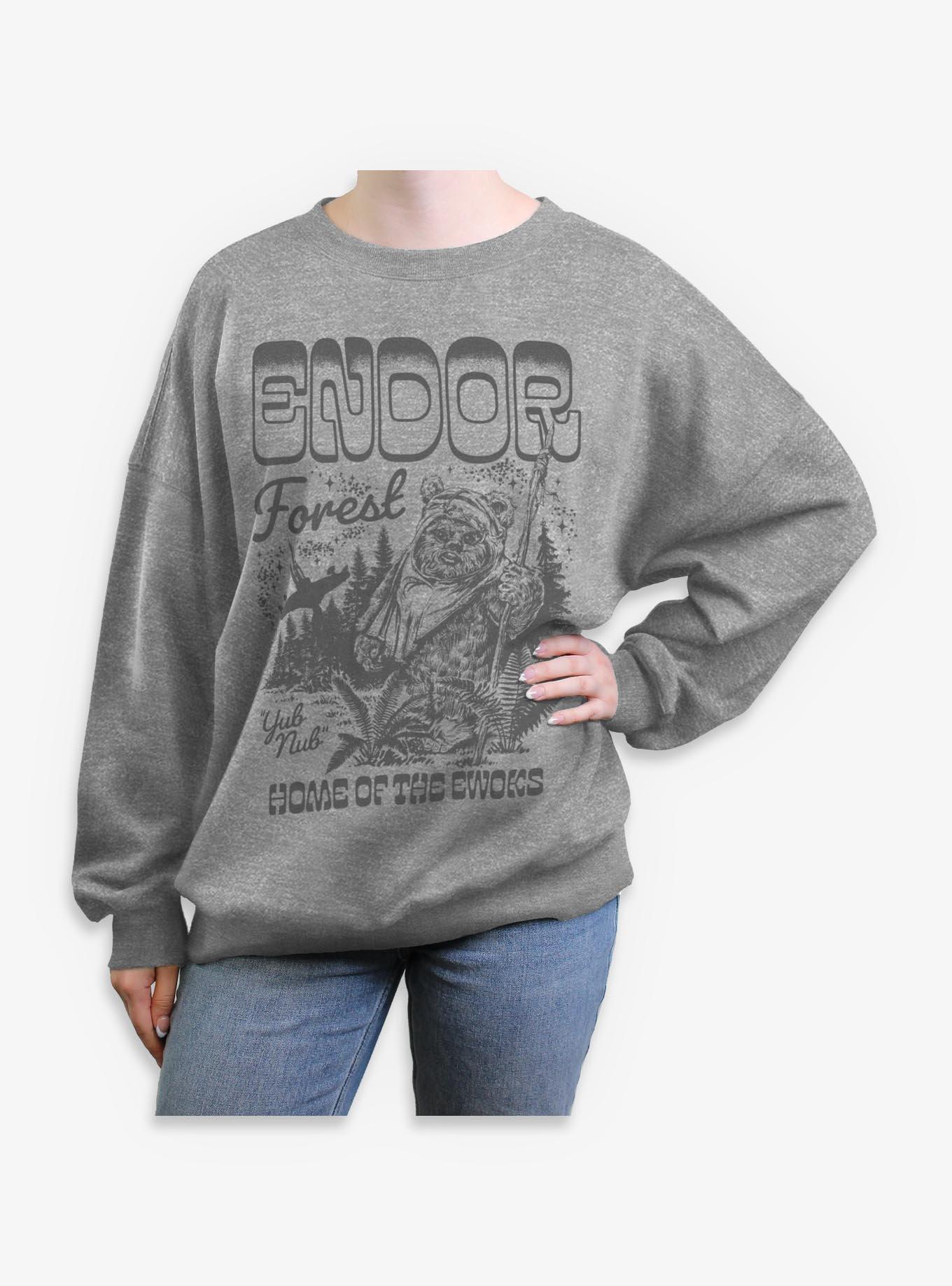 Star Wars Endor Forest Home Of The Ewoks Girls Oversized Sweatshirt Hot Topic Exclusive, , hi-res