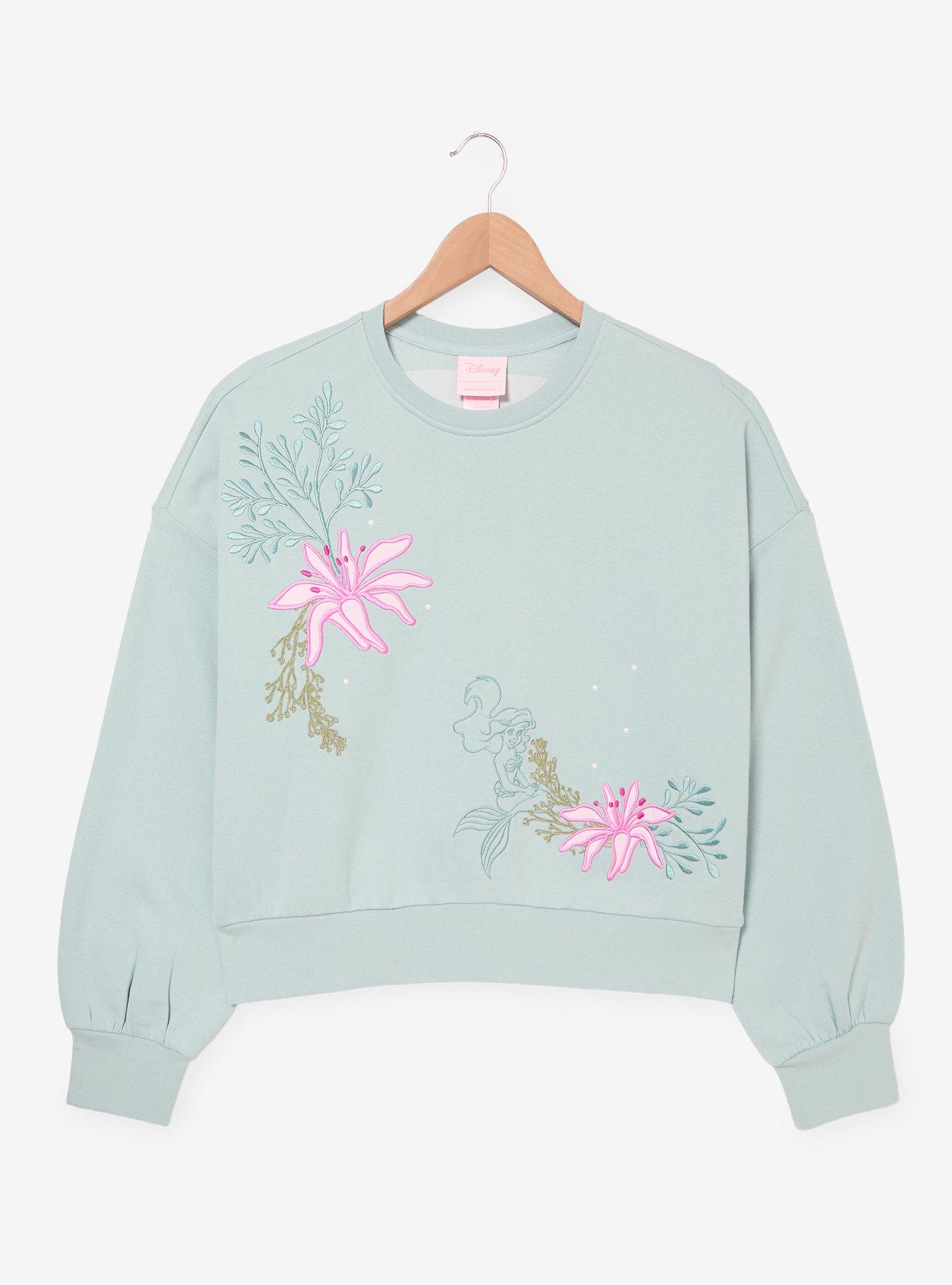 Disney The Little Mermaid Ariel Women's Embroidered Cropped Crewneck - BoxLunch Exclusive