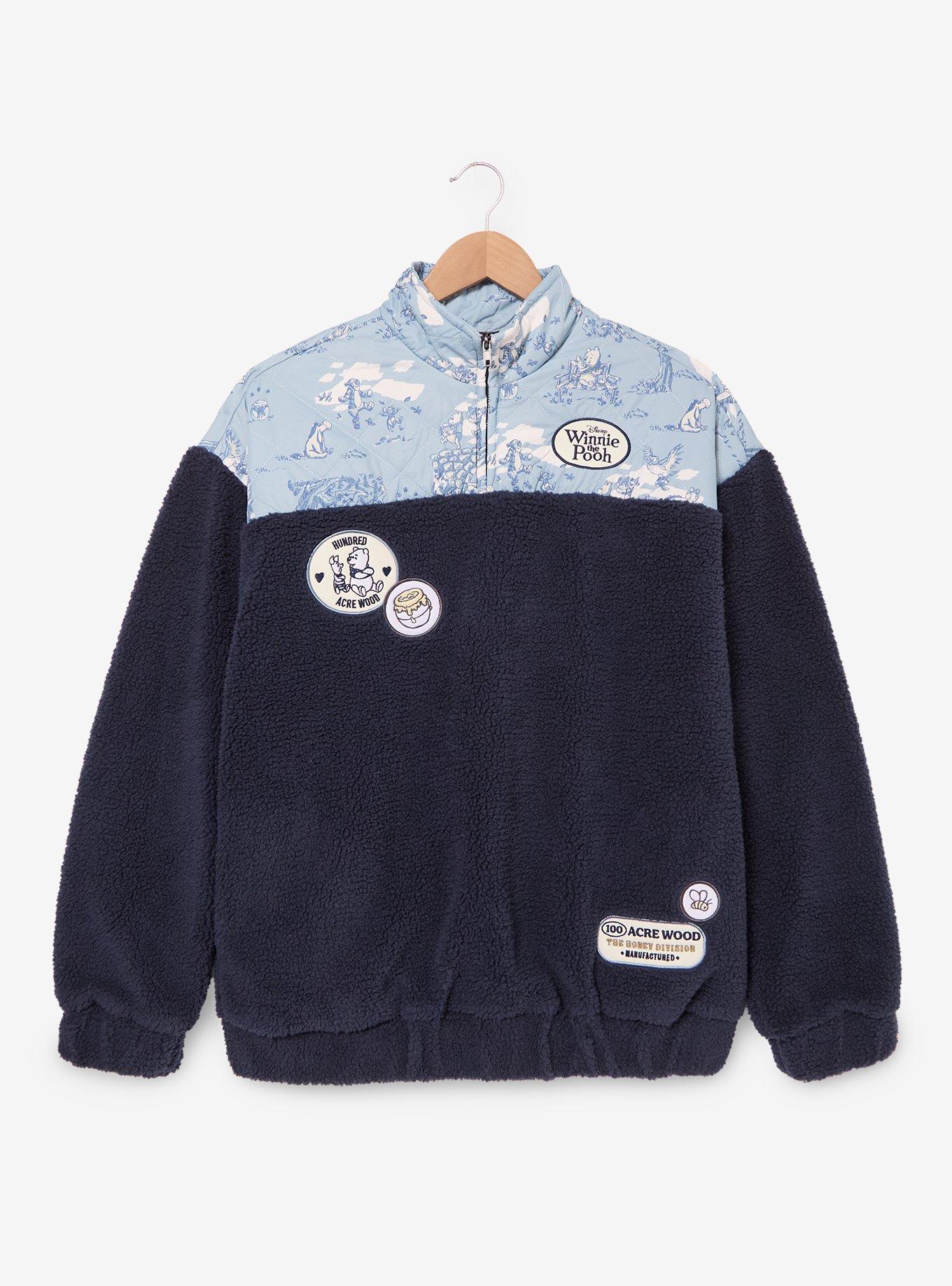 Disney Winnie the Pooh Toile Women's Plus Sherpa Quarter Zip Crewneck - BoxLunch Exclusive