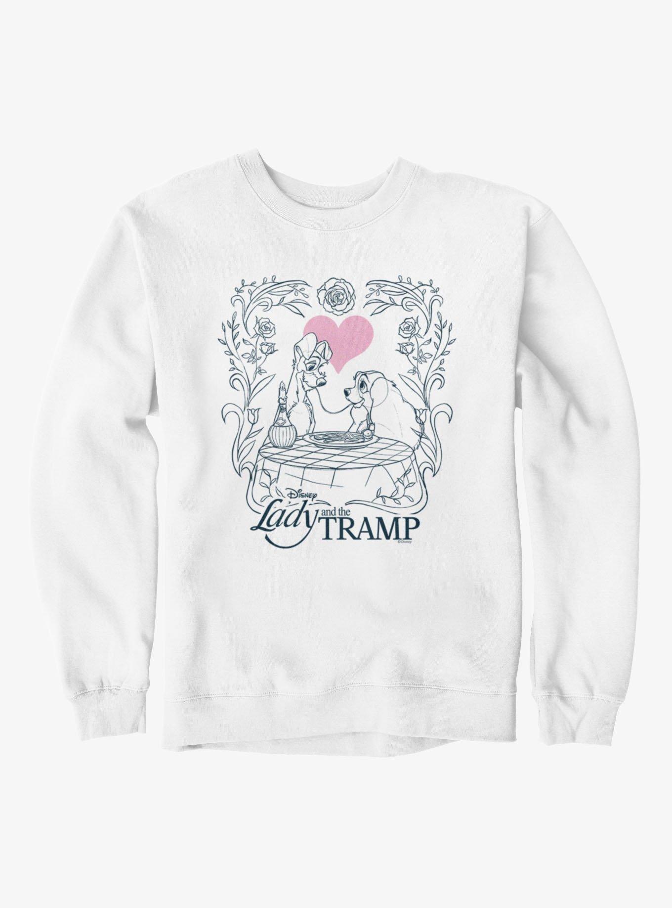 Disney Lady And The Tramp Love Spaghetti Line Art Sweatshirt, , hi-res