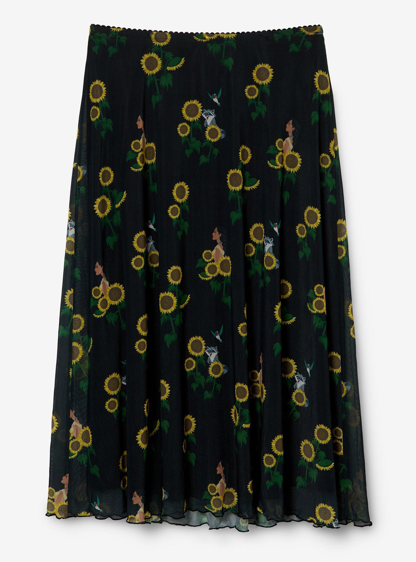 Disney Pocahontas Sunflowers Mesh Midi Skirt - BoxLunch Exclusive