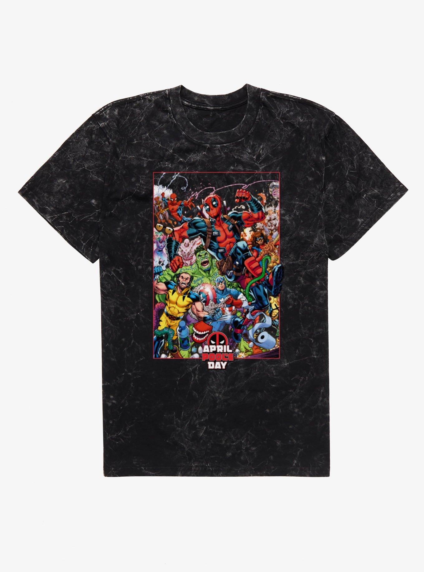 Marvel Deadpool April Pool's Day Prankster Run Marvel Characters Mineral Wash T-Shirt, , hi-res