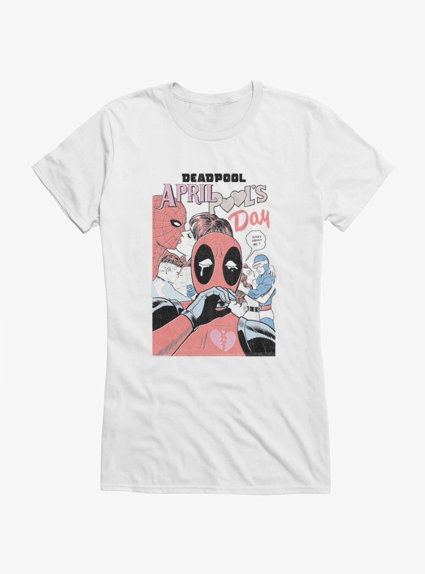Marvel Deadpool April Pool's Day Love Couples Girls T-Shirt, WHITE, hi-res