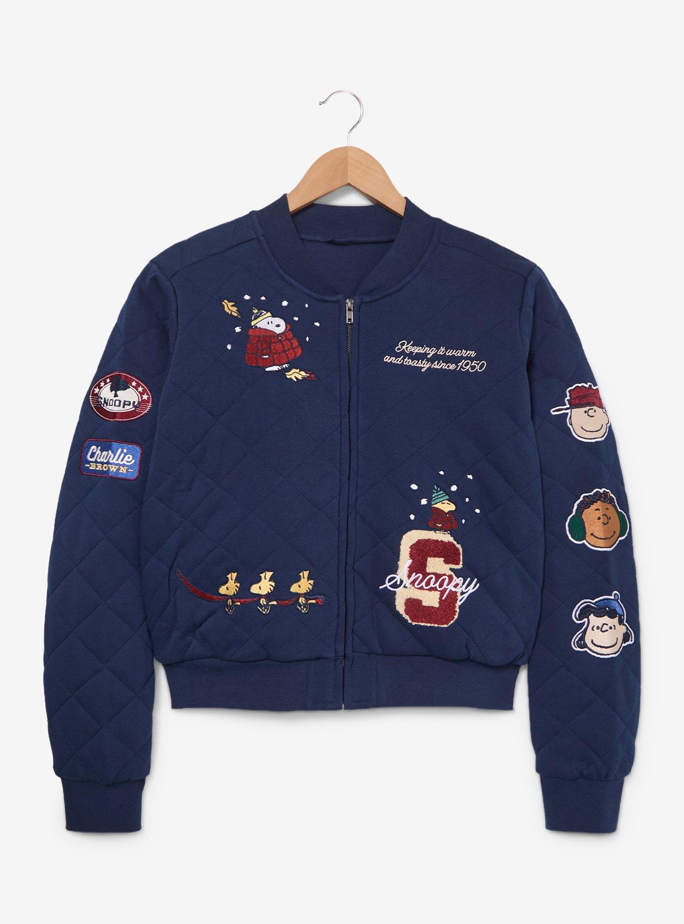 Peanuts Snoopy & Friends Women's Cropped Quilted Bomber Jacket - BoxLunch Exclusive