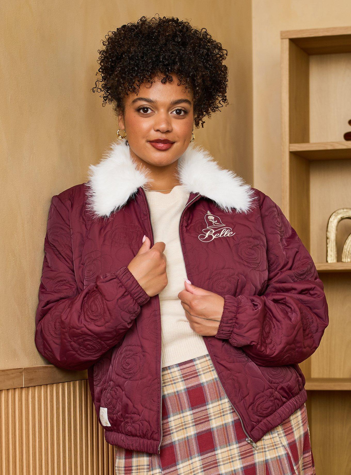 Disney Beauty and the Beast: The Enchanted Christmas Belle Women's Plus Size Cropped Quilted Jacket - BoxLunch Exclusive