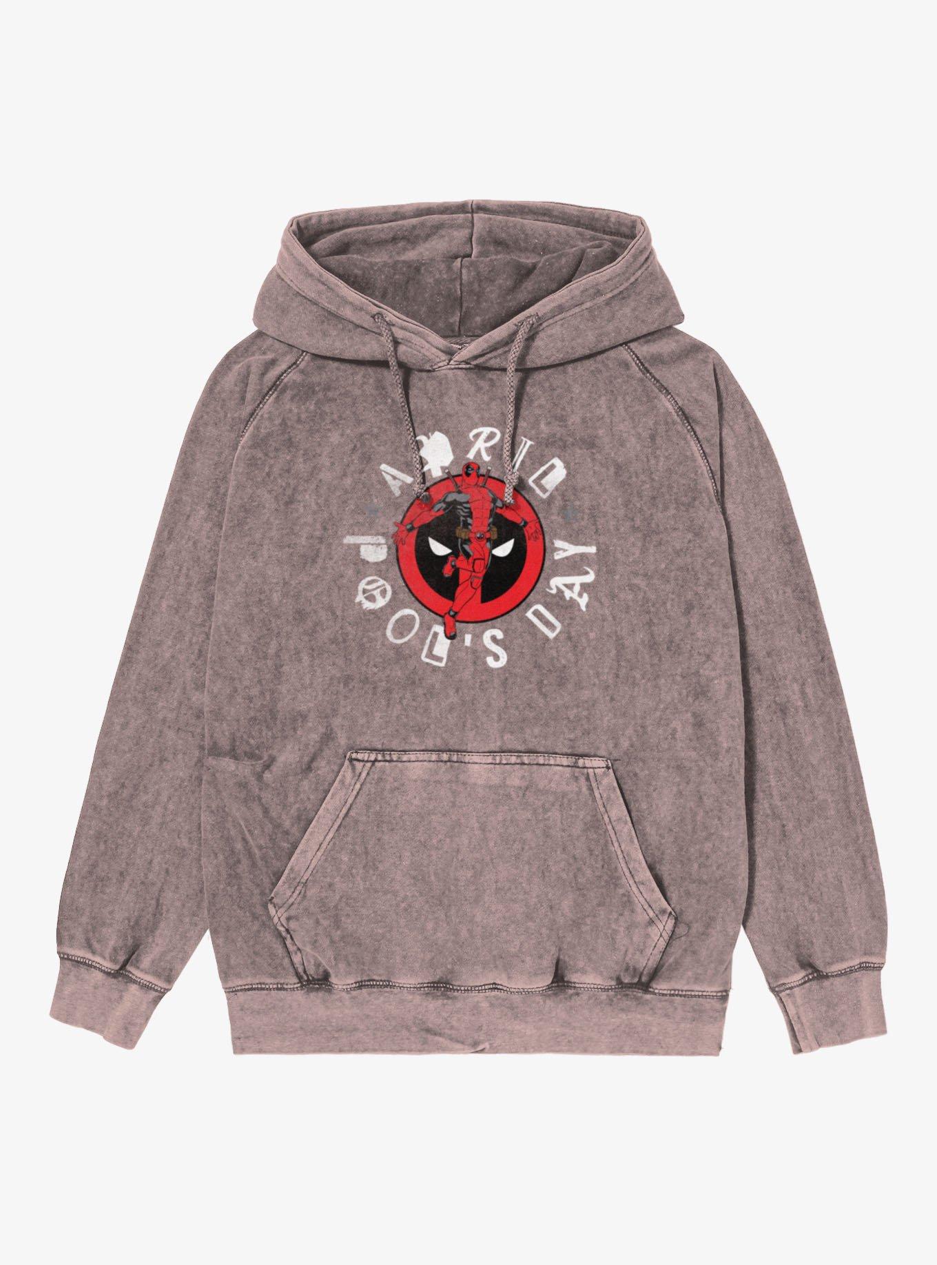 Marvel Deadpool April Pool's Day Leaping Logo Mineral Wash Hoodie, , hi-res