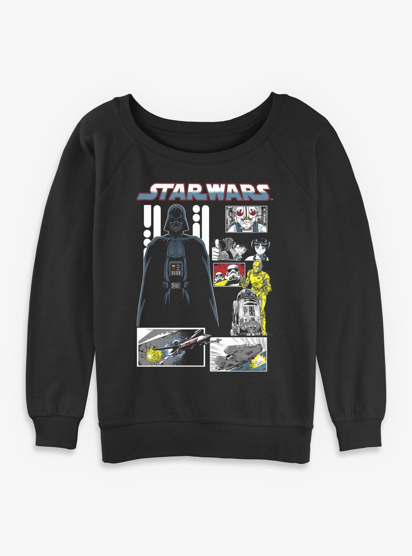Star Wars Manga Death Star Montage Girls Slouchy Sweatshirt Hot Topic Exclusive, , hi-res
