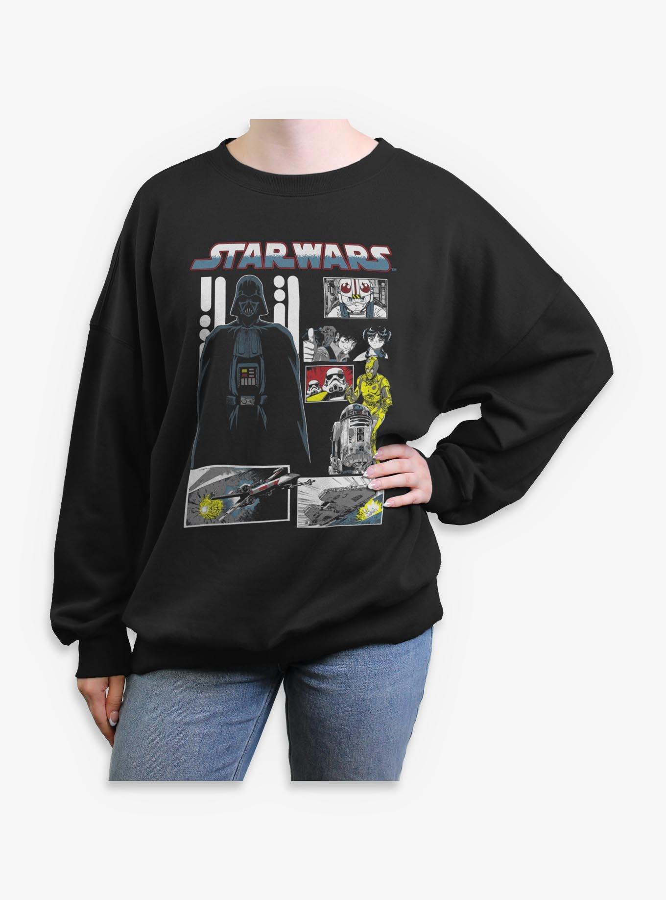 Star Wars Manga Death Star Montage Womens Oversized Sweatshirt Her Universe Exclusive, , hi-res