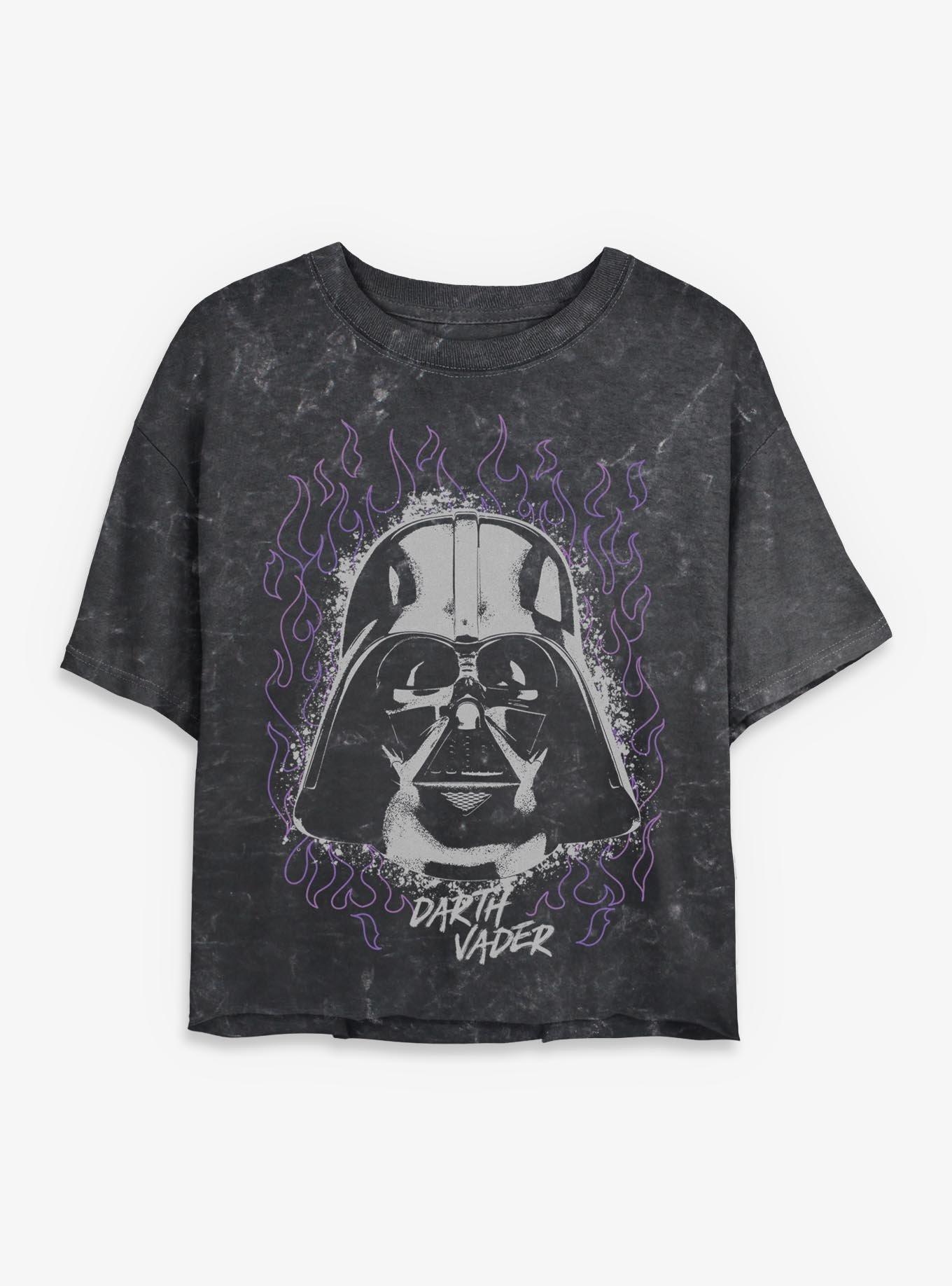 Star Wars Fire Darth Vader Womens Mineral Wash Crop T-Shirt Her Universe Exclusive, , hi-res