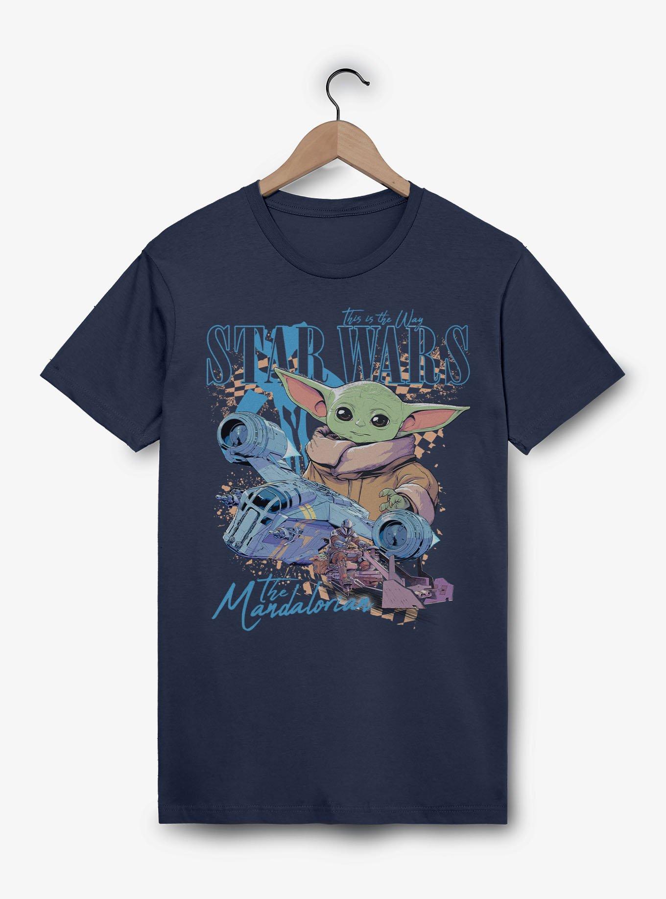 Star Wars The Mandalorian Grogu Checkered Ships T-Shirt BoxLunch Exclusive, , hi-res