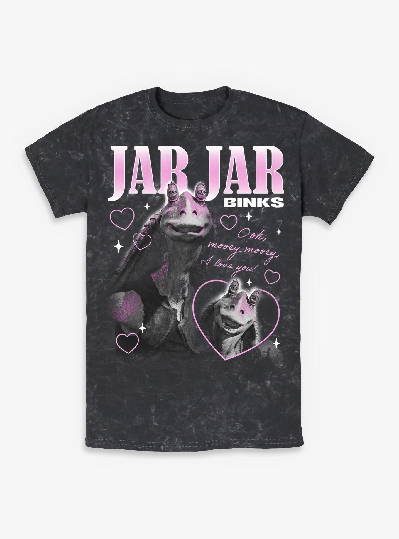 Star Wars Jar Jar Binks Loves You Mineral Wash T-Shirt BoxLunch Exclusive, , hi-res