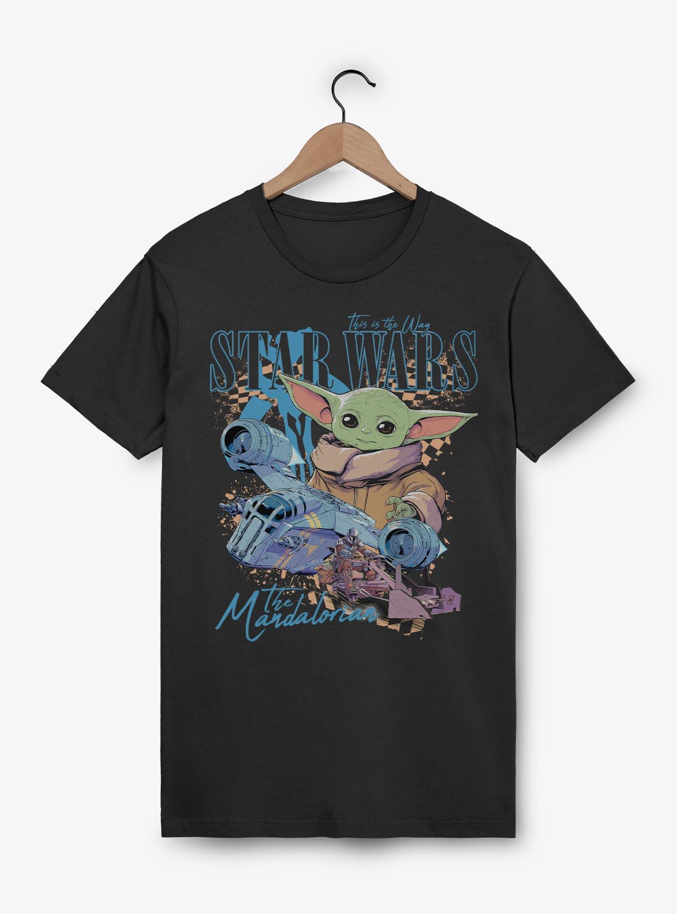 Star Wars The Mandalorian Grogu Checkered Ships T-Shirt BoxLunch Exclusive, , hi-res