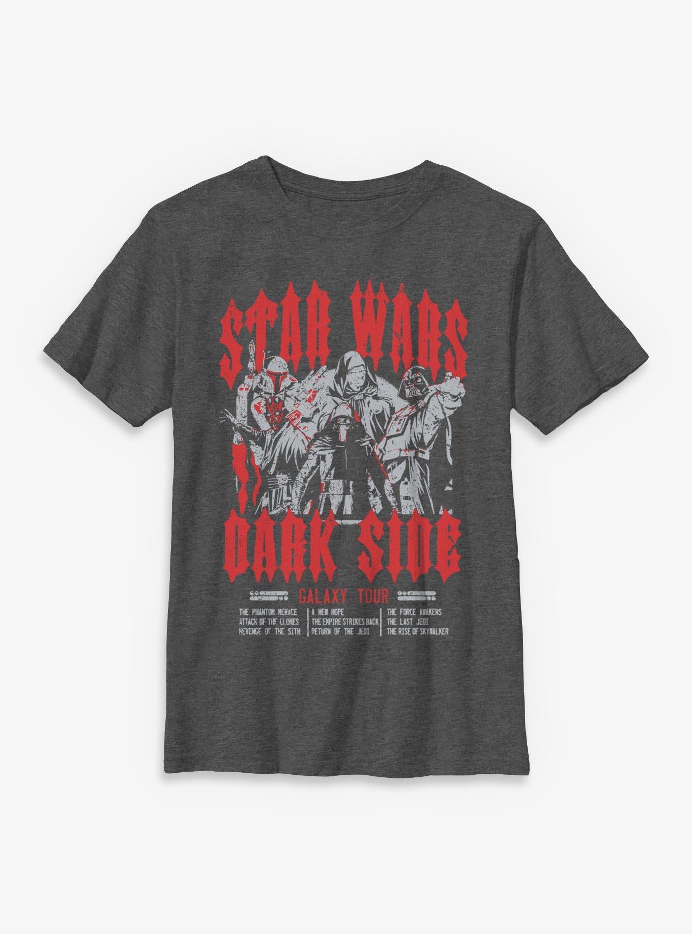 Star Wars Dark Side Galaxy Tour Youth T-Shirt BoxLunch Exclusive, DRK HTR, hi-res view 1