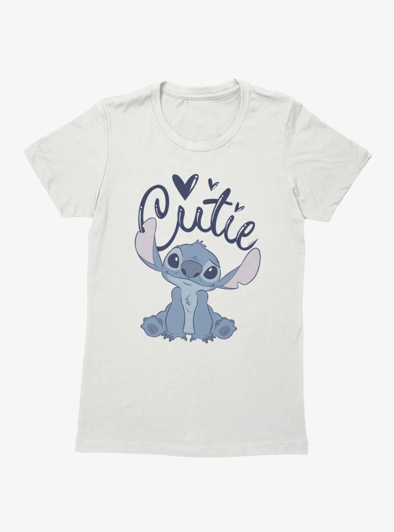 Disney Lilo And Stitch Cursive Cutie Womens T-Shirt, WHITE, hi-res view 1