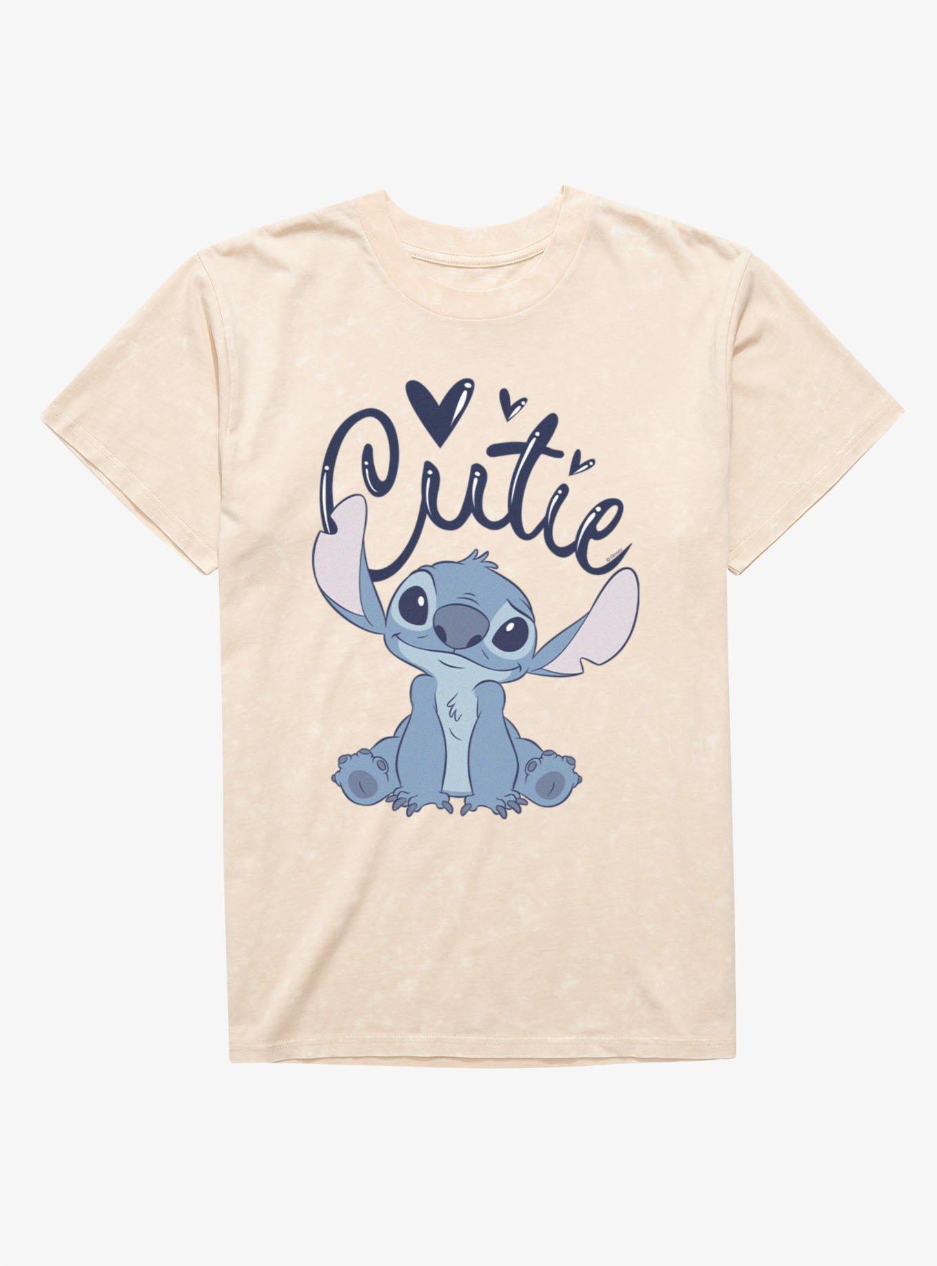 Disney Lilo And Stitch Cursive Cutie Mineral Wash T-Shirt, , hi-res