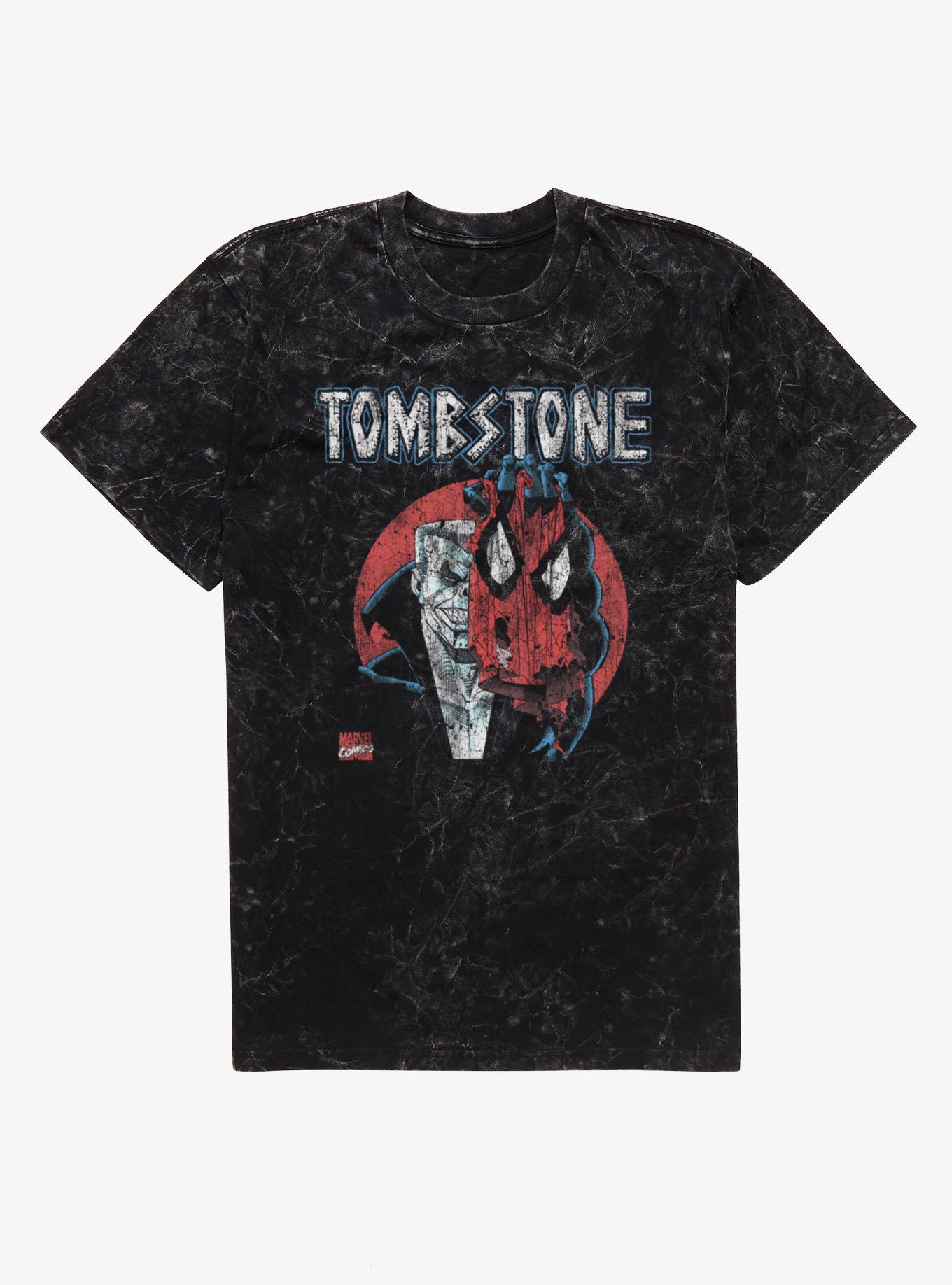 Marvel Spider-Man Unmasked Tombstone Mineral Wash T-Shirt