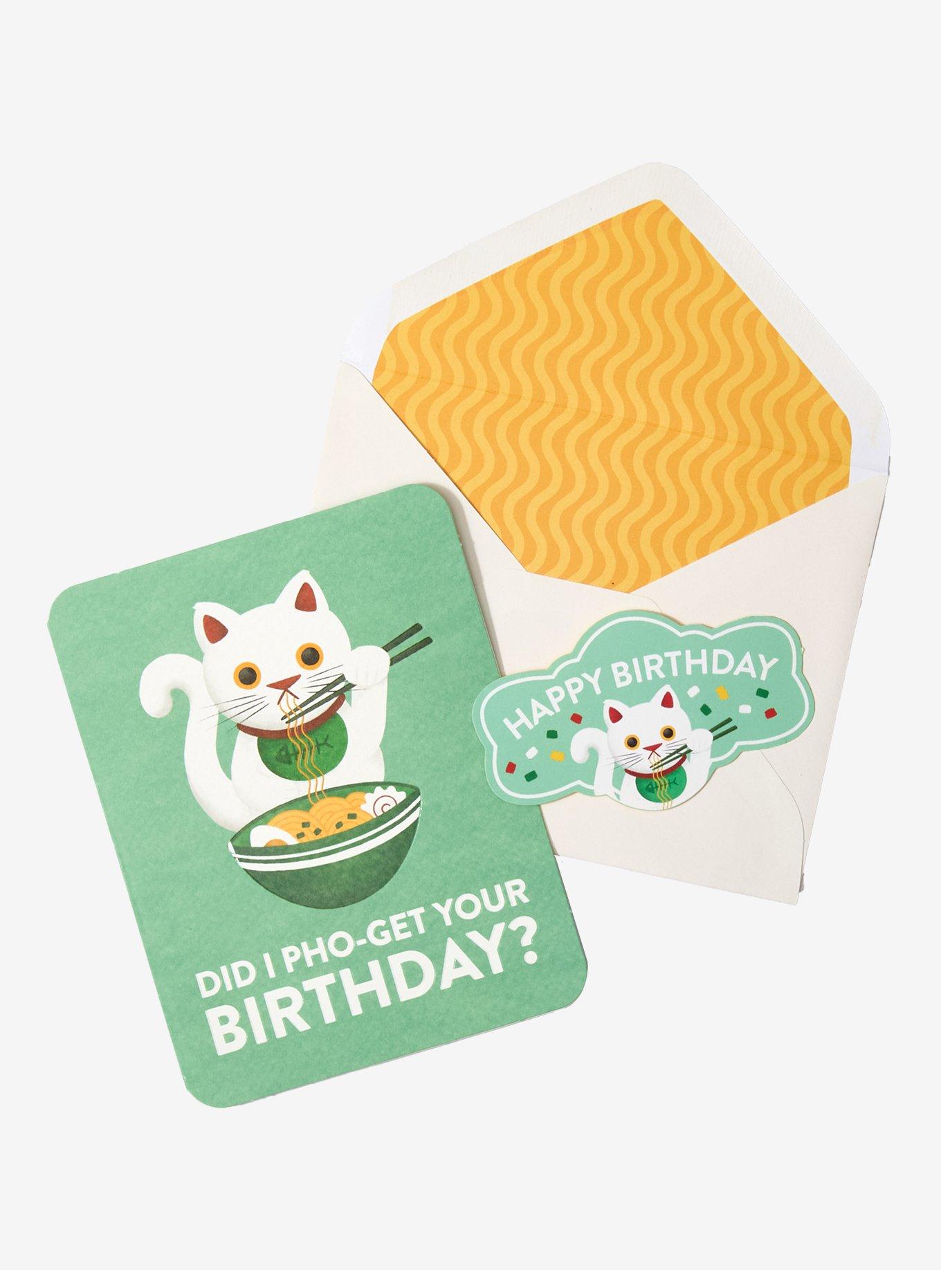 Studio Oh! Cat Pho Birthday Deluxe Greeting Card, , hi-res