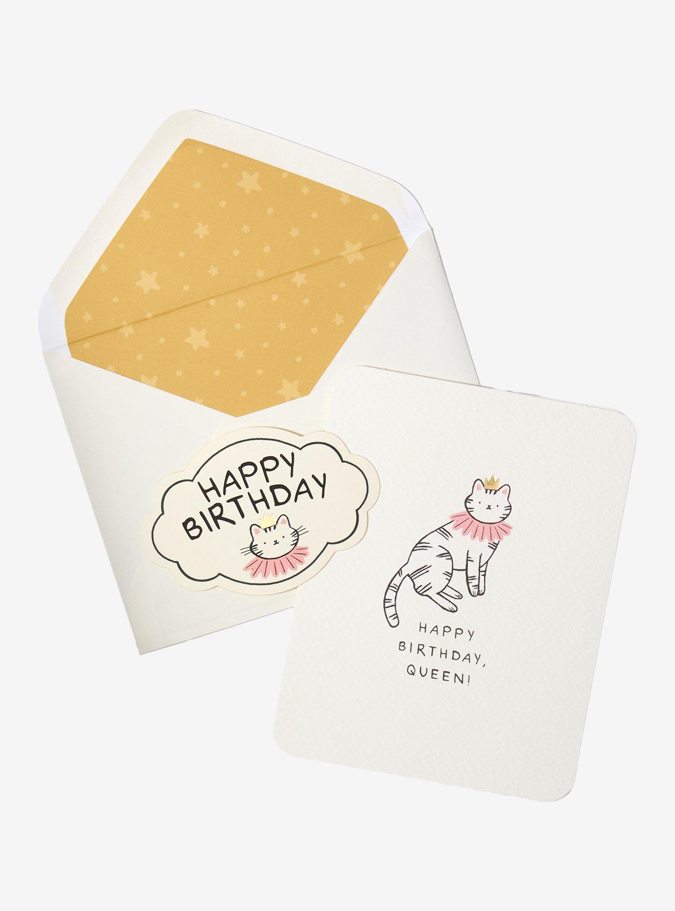 Studio Oh! Cat Birthday Queen Deluxe Greeting Card, , hi-res